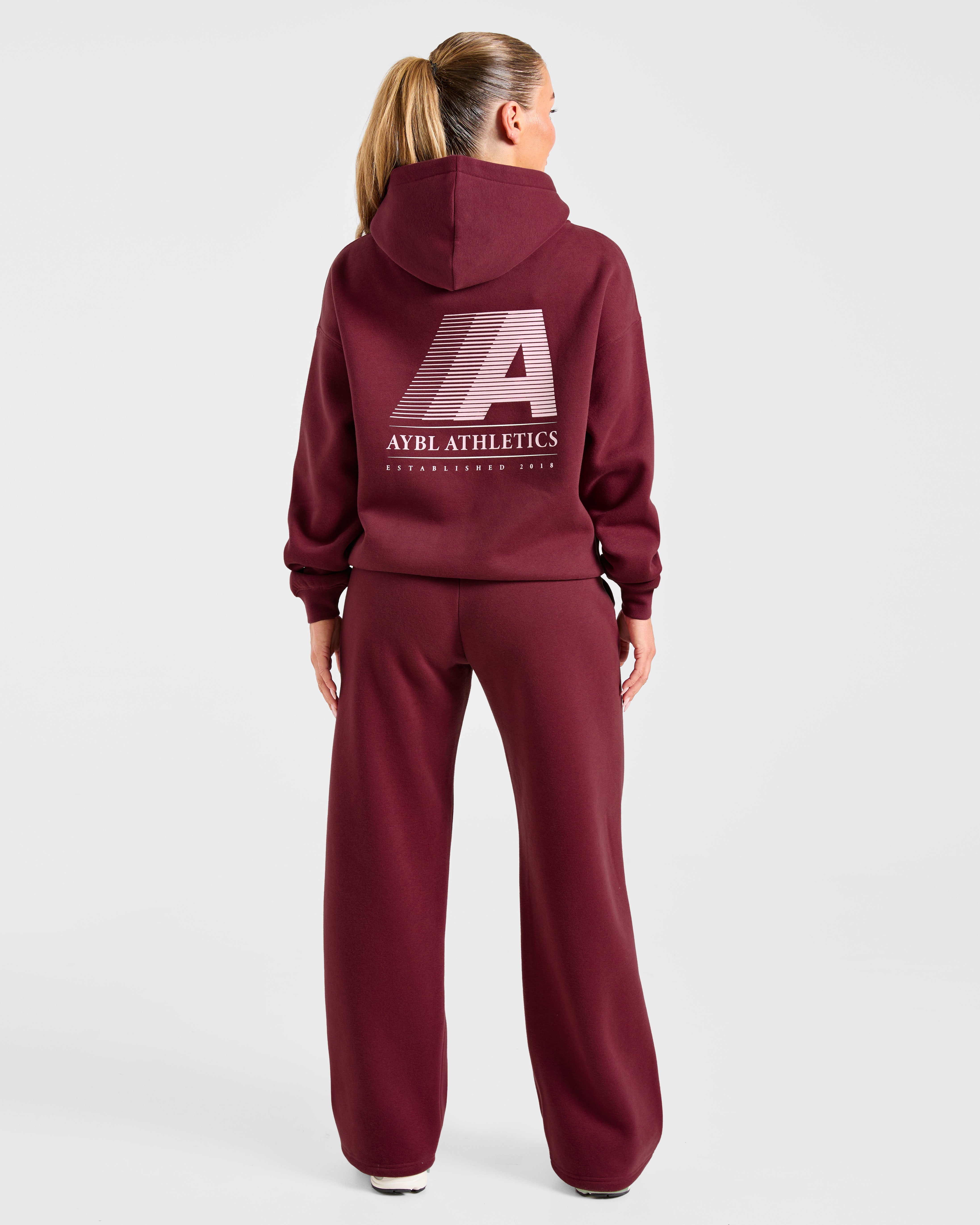 Retro Athletics Oversized Straight Leg Joggers - Deep Raspberry/Rosa