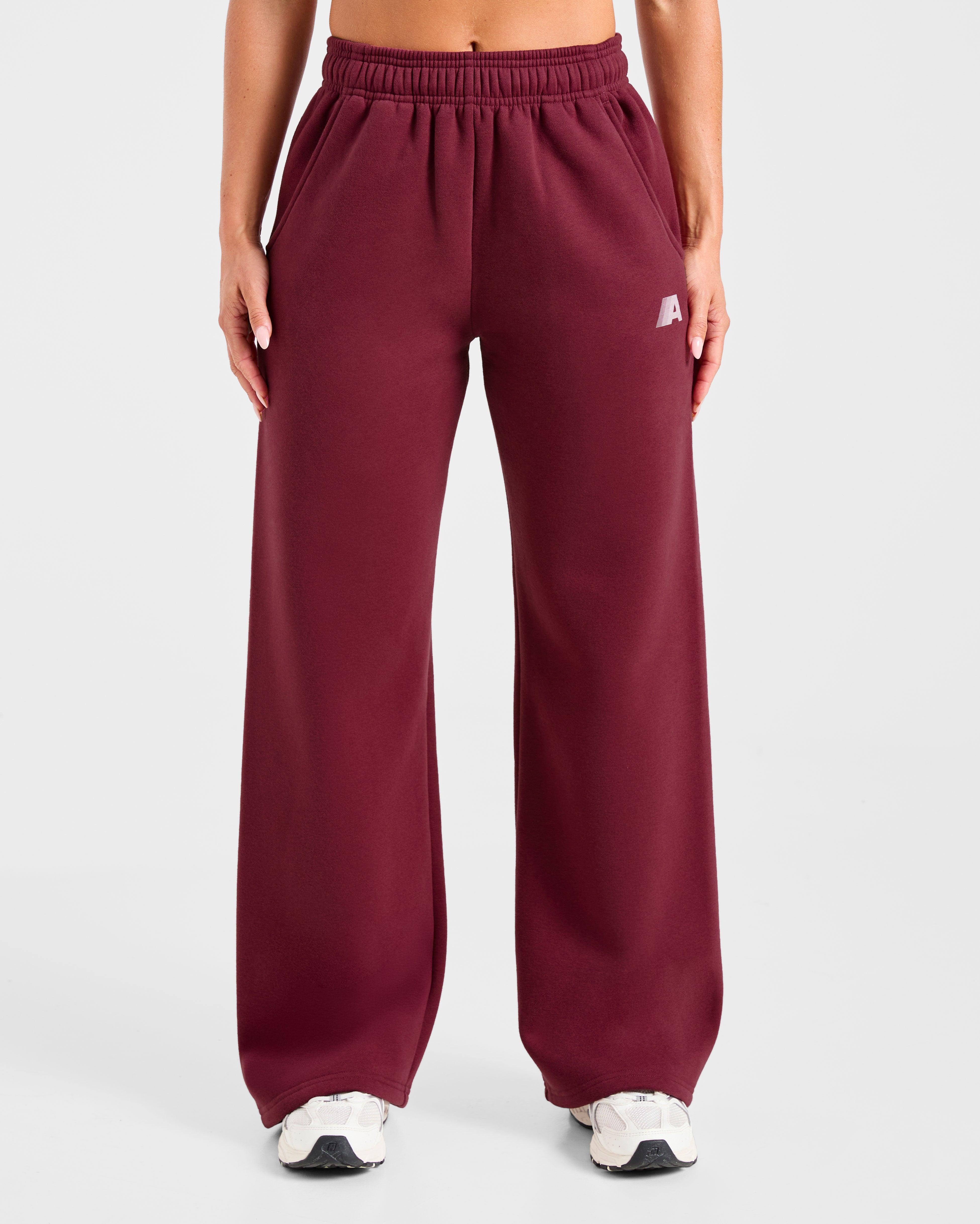 Retro Athletics Oversized Straight Leg Joggers - Deep Raspberry/Rosa
