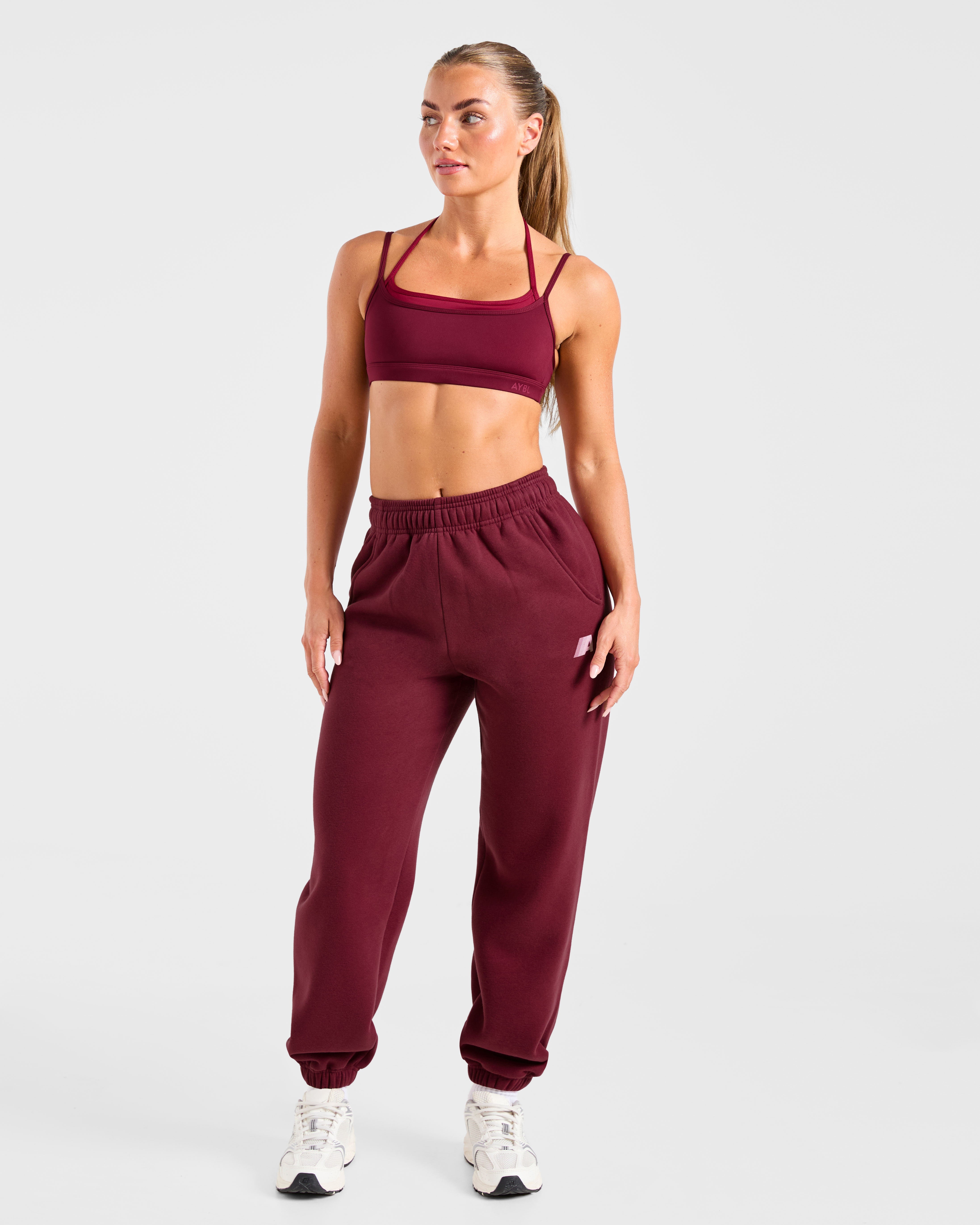 Retro Athletics Oversized Joggers - Deep Raspberry/Rosa