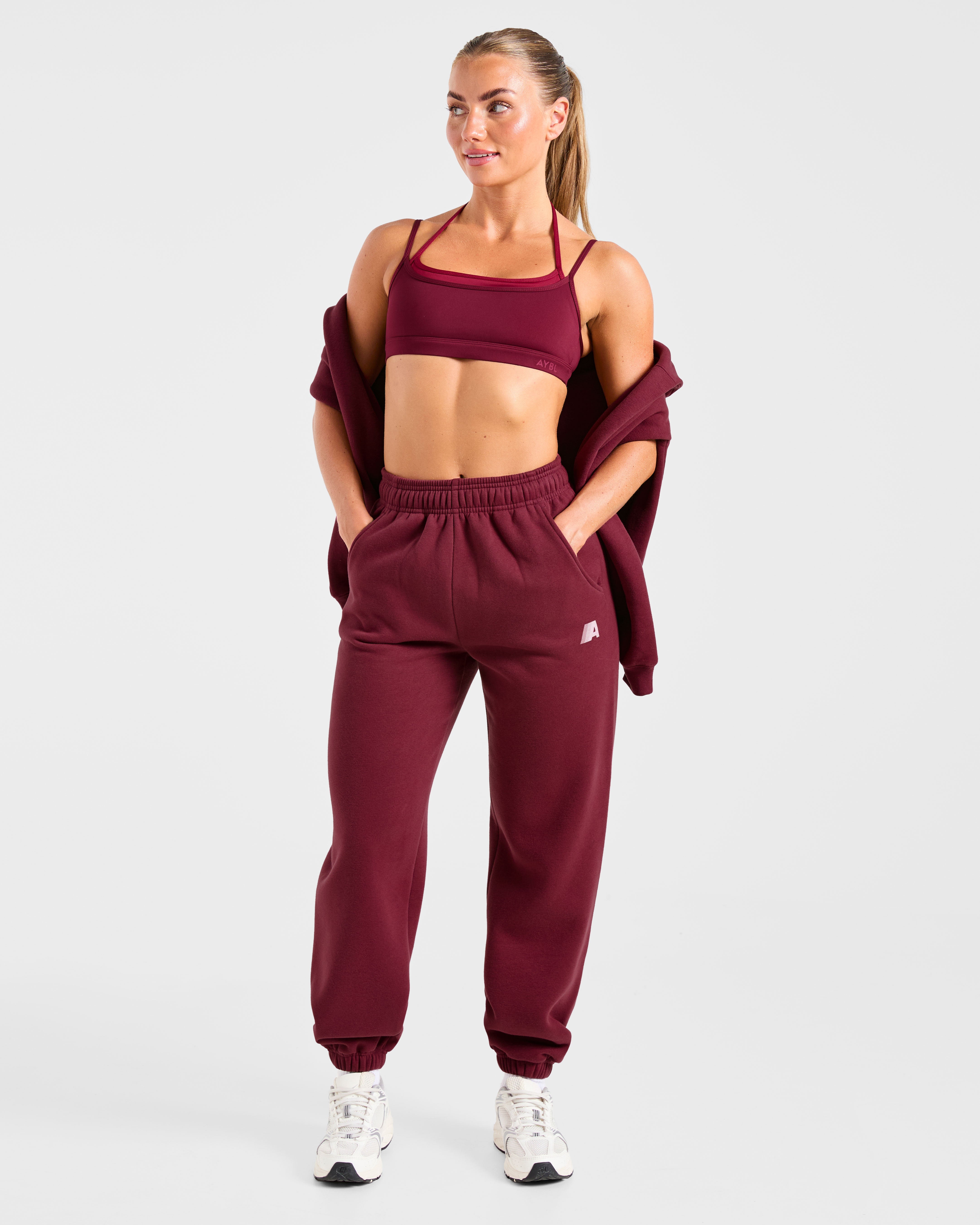 Retro Athletics Oversized Joggers - Deep Raspberry/Rosa