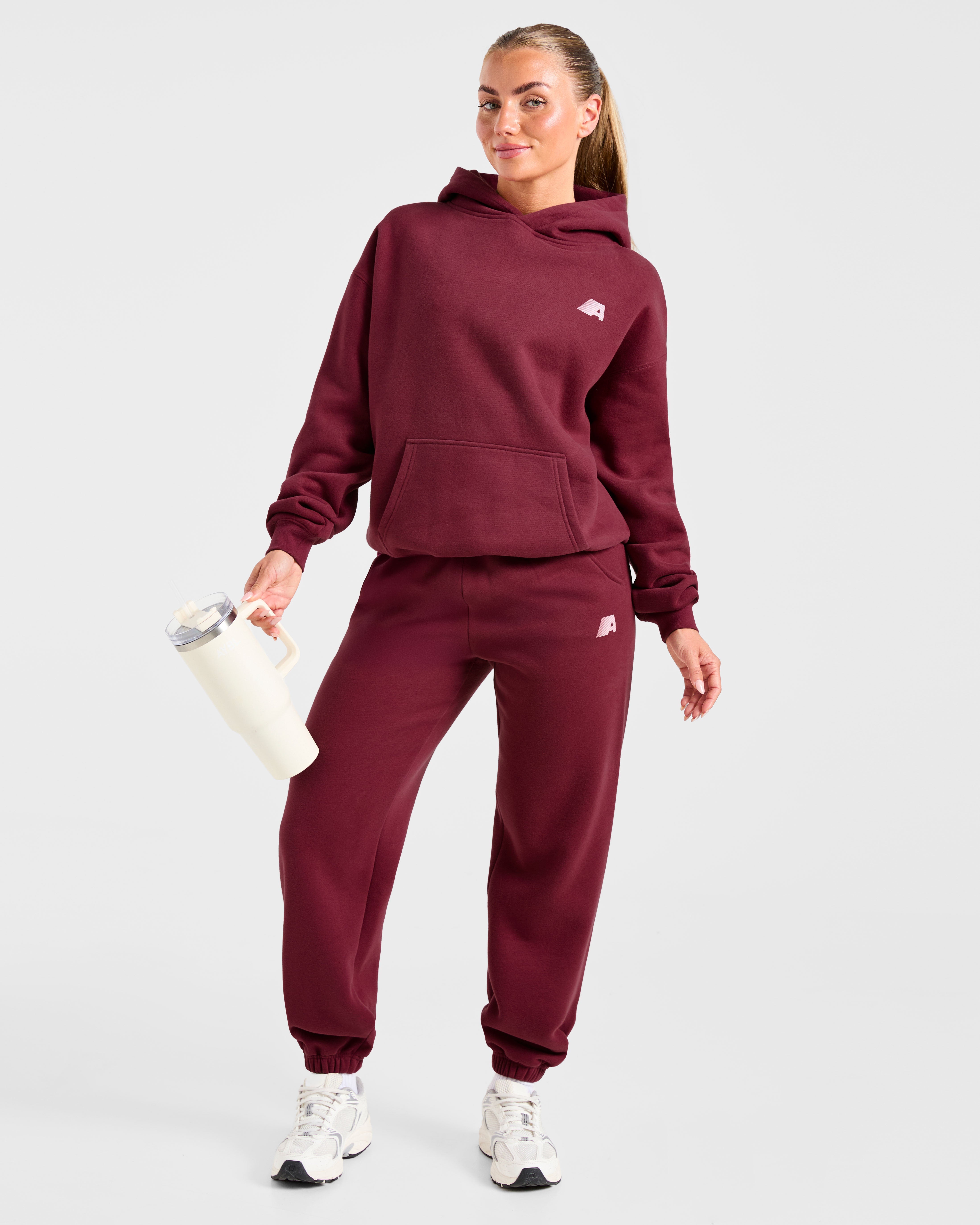 Retro Athletics Oversized Joggers - Deep Raspberry/Rosa