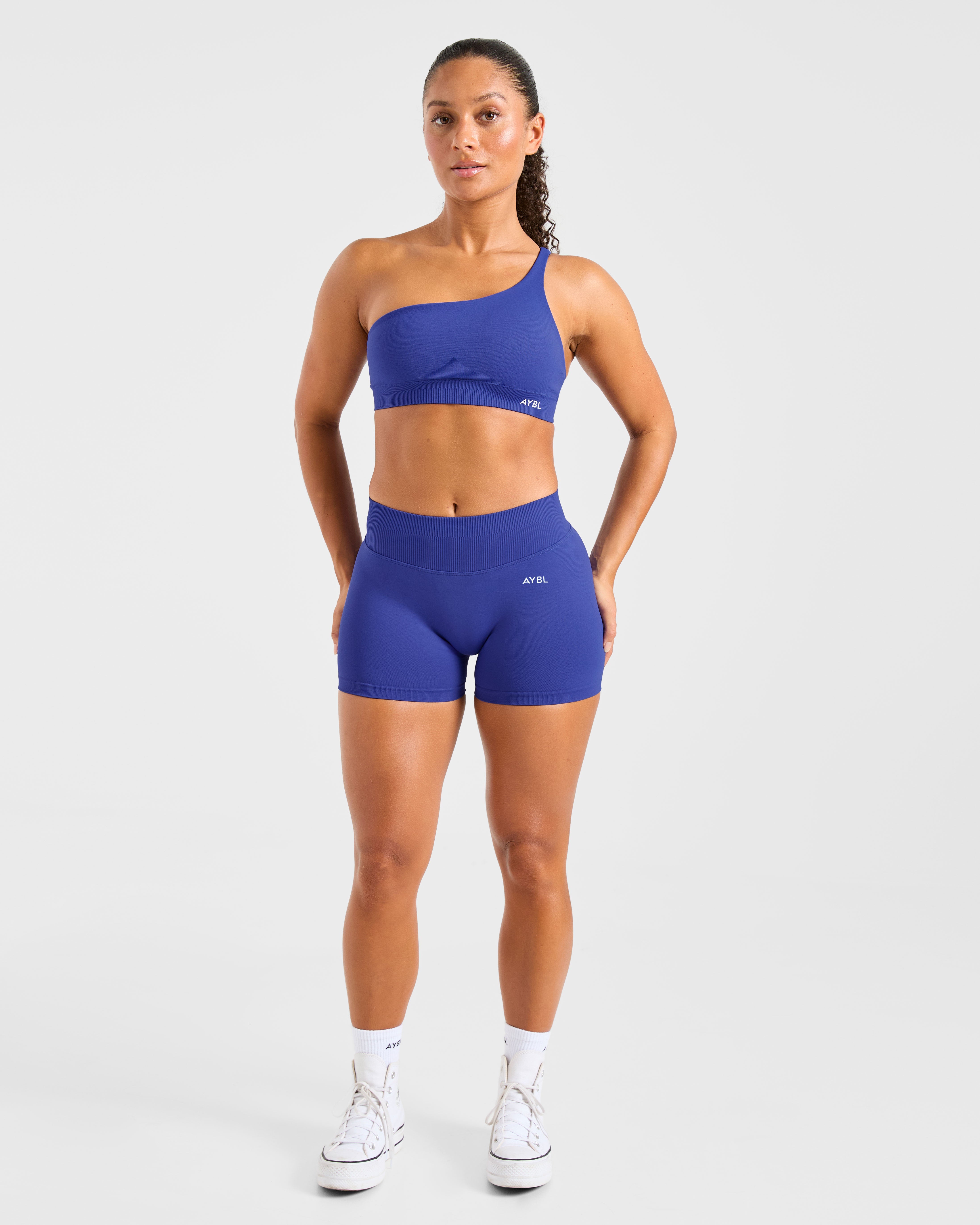 Enhance Seamless One Shoulder Sports Bra - Cobalt Blau