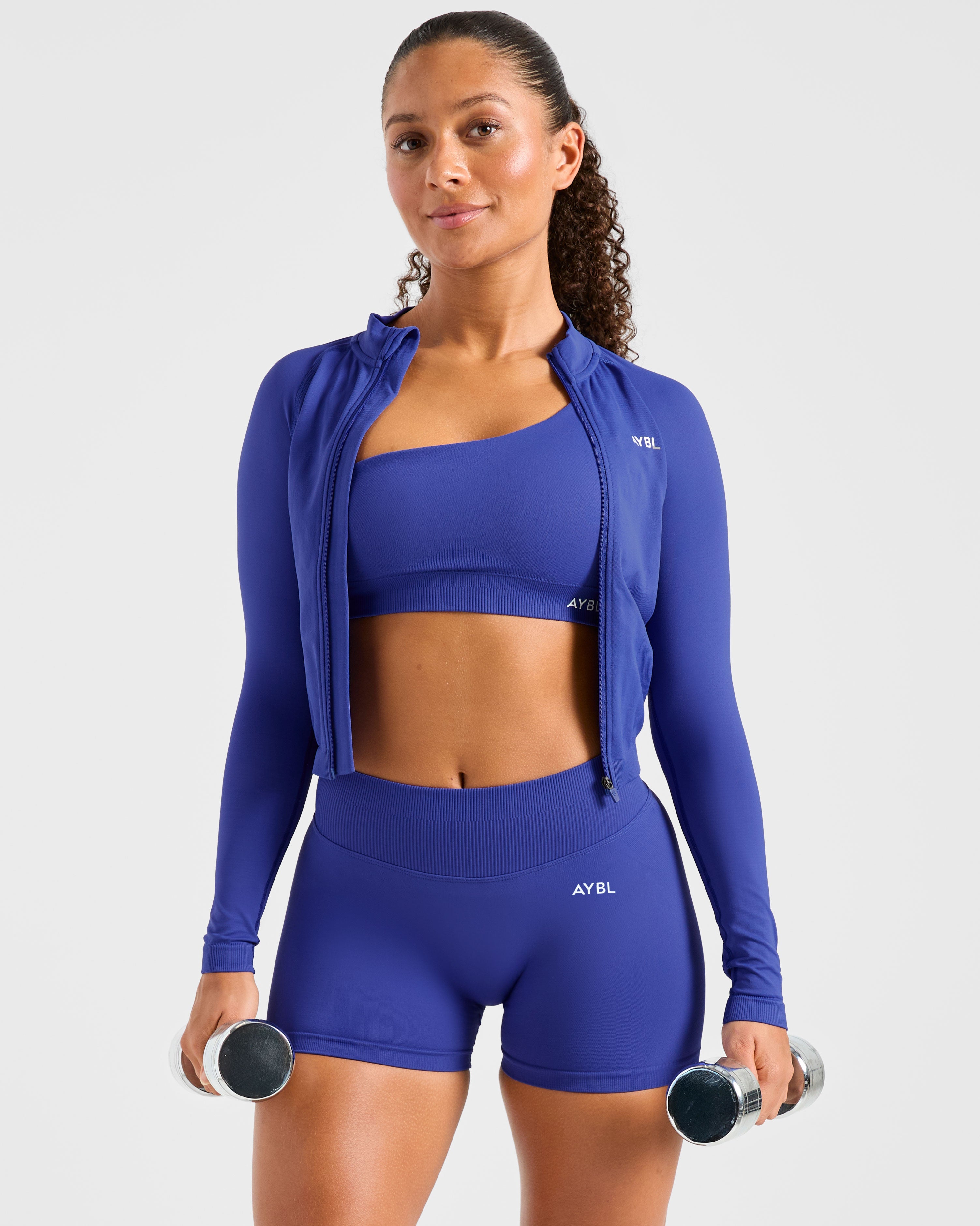 Enhance Seamless One Shoulder Sports Bra - Cobalt Blau