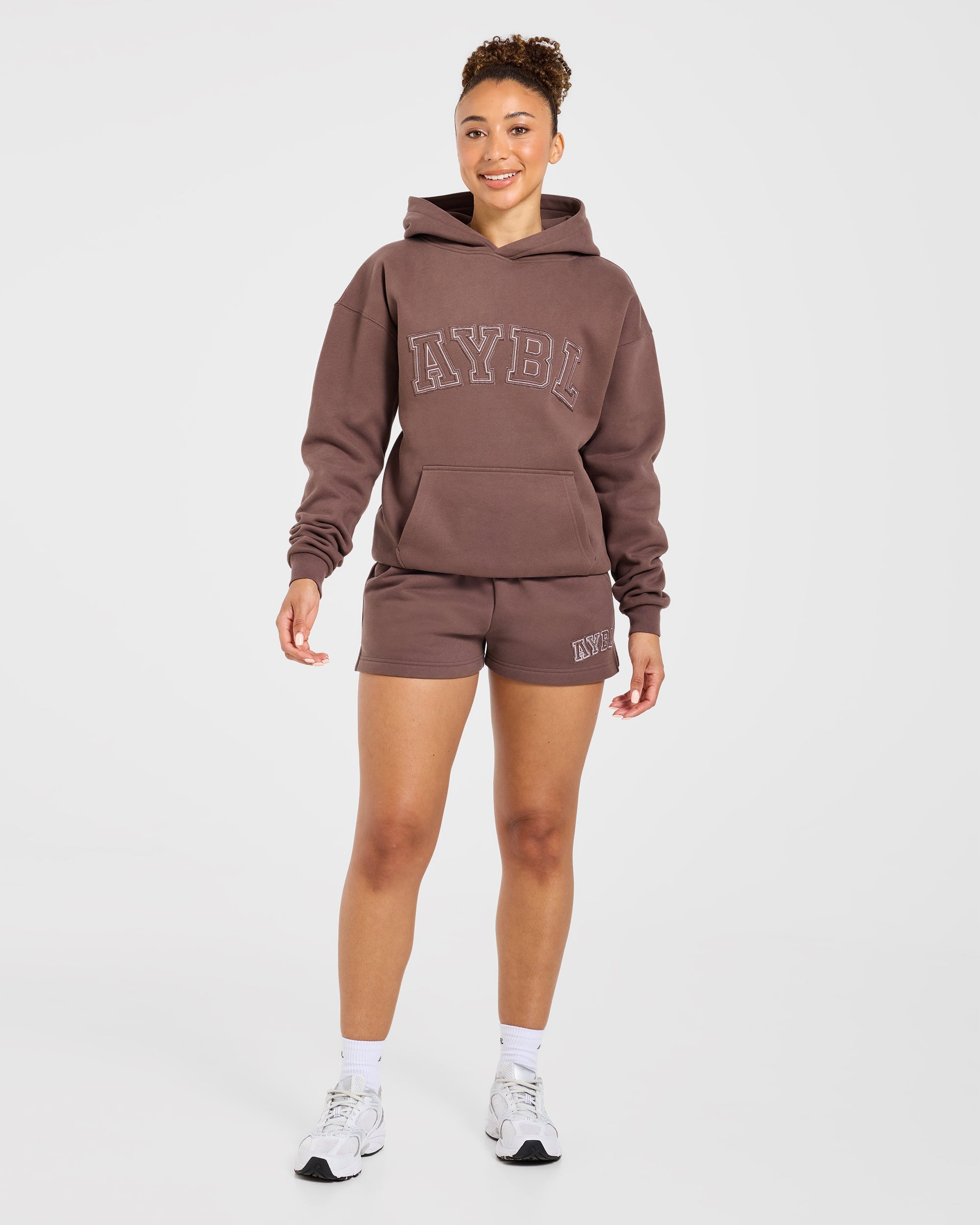 Varsity Applique Oversized Hoodie - Braun
