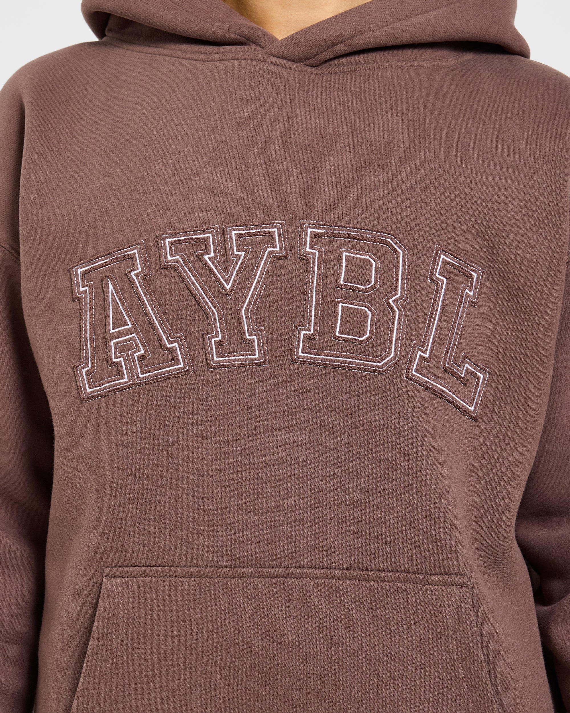 Varsity Applique Oversized Hoodie - Braun