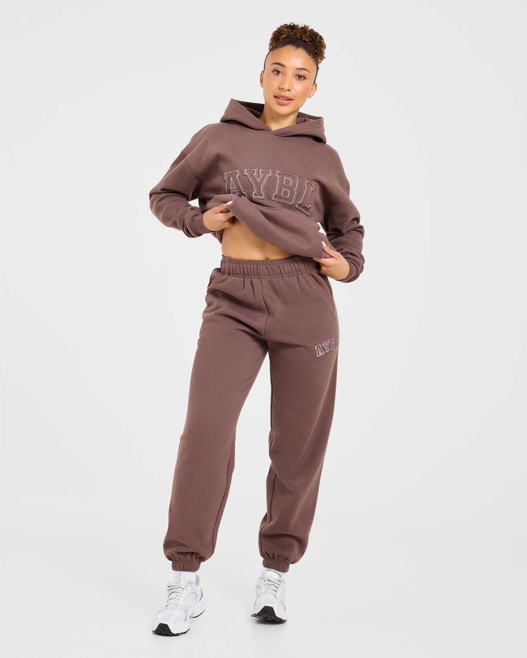 Varsity Applique Oversized Joggers - Braun
