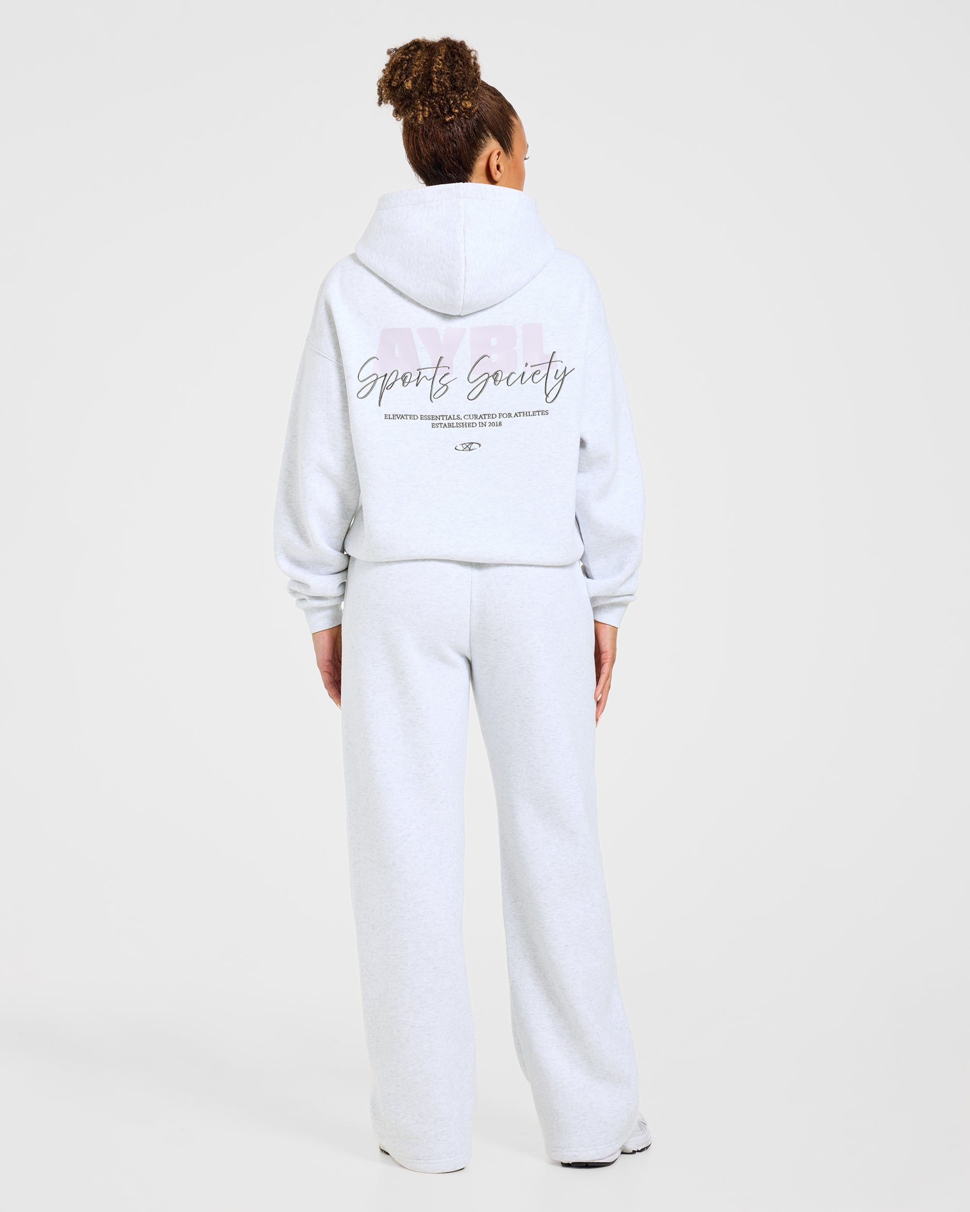 Sports Society Oversized Straight Leg Joggers - Heather Grau