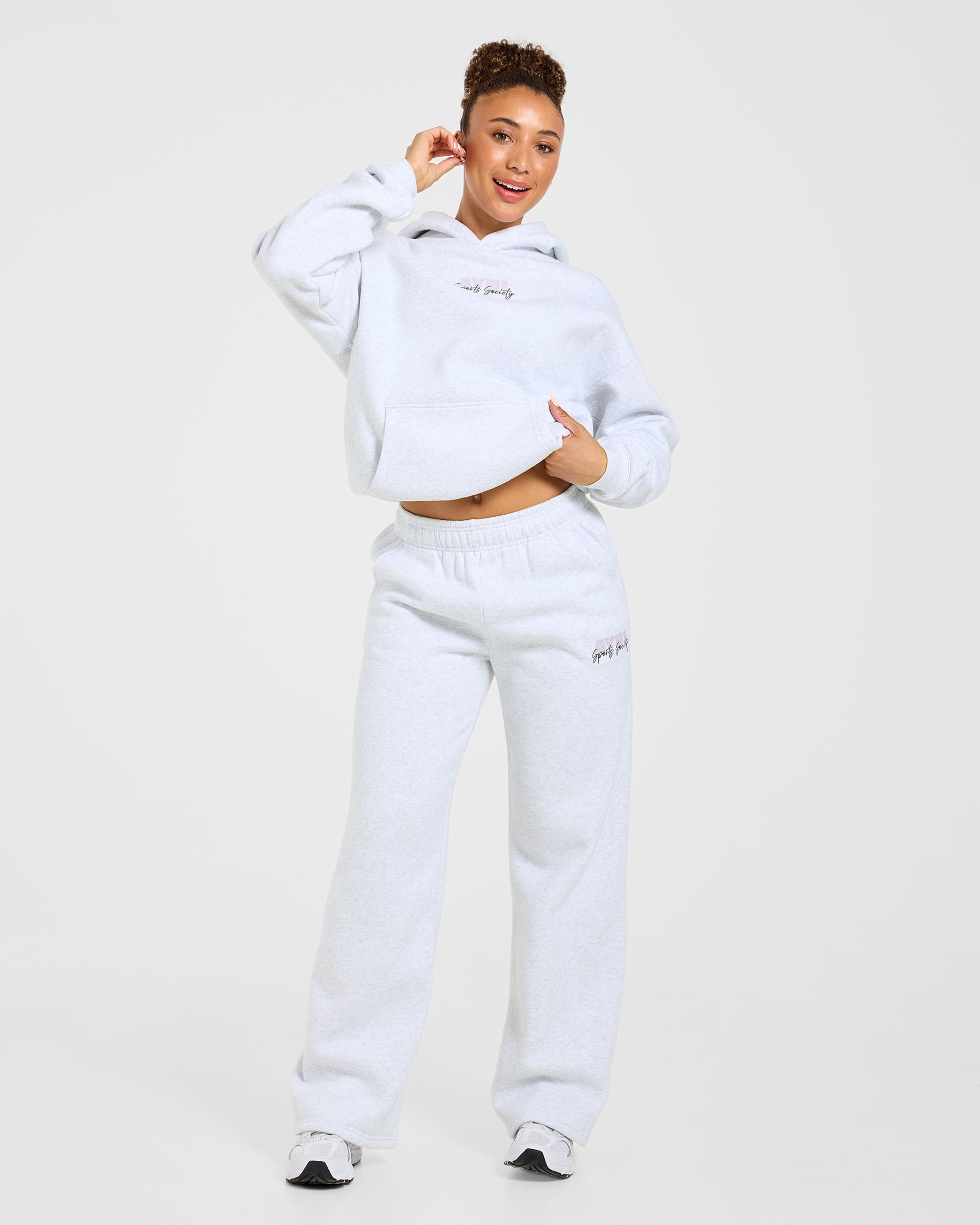 Sports Society Oversized Straight Leg Joggers - Heather Grau