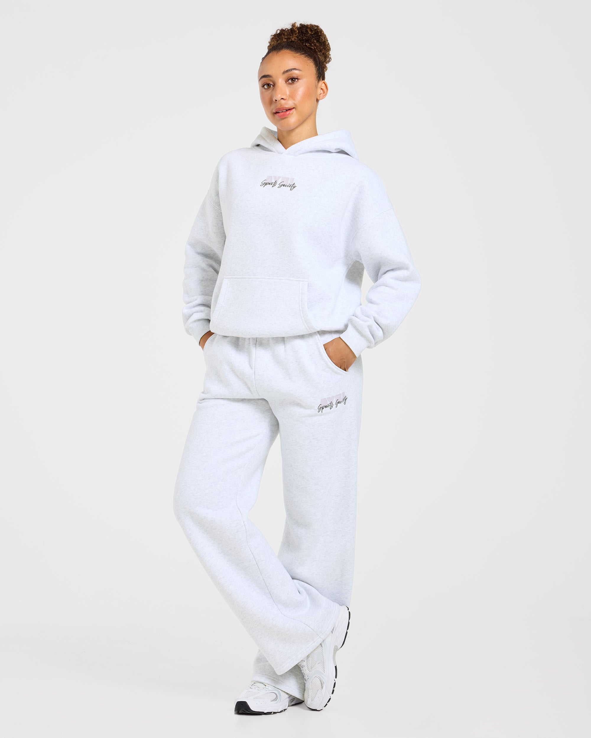 Sports Society Oversized Straight Leg Joggers - Heather Grau