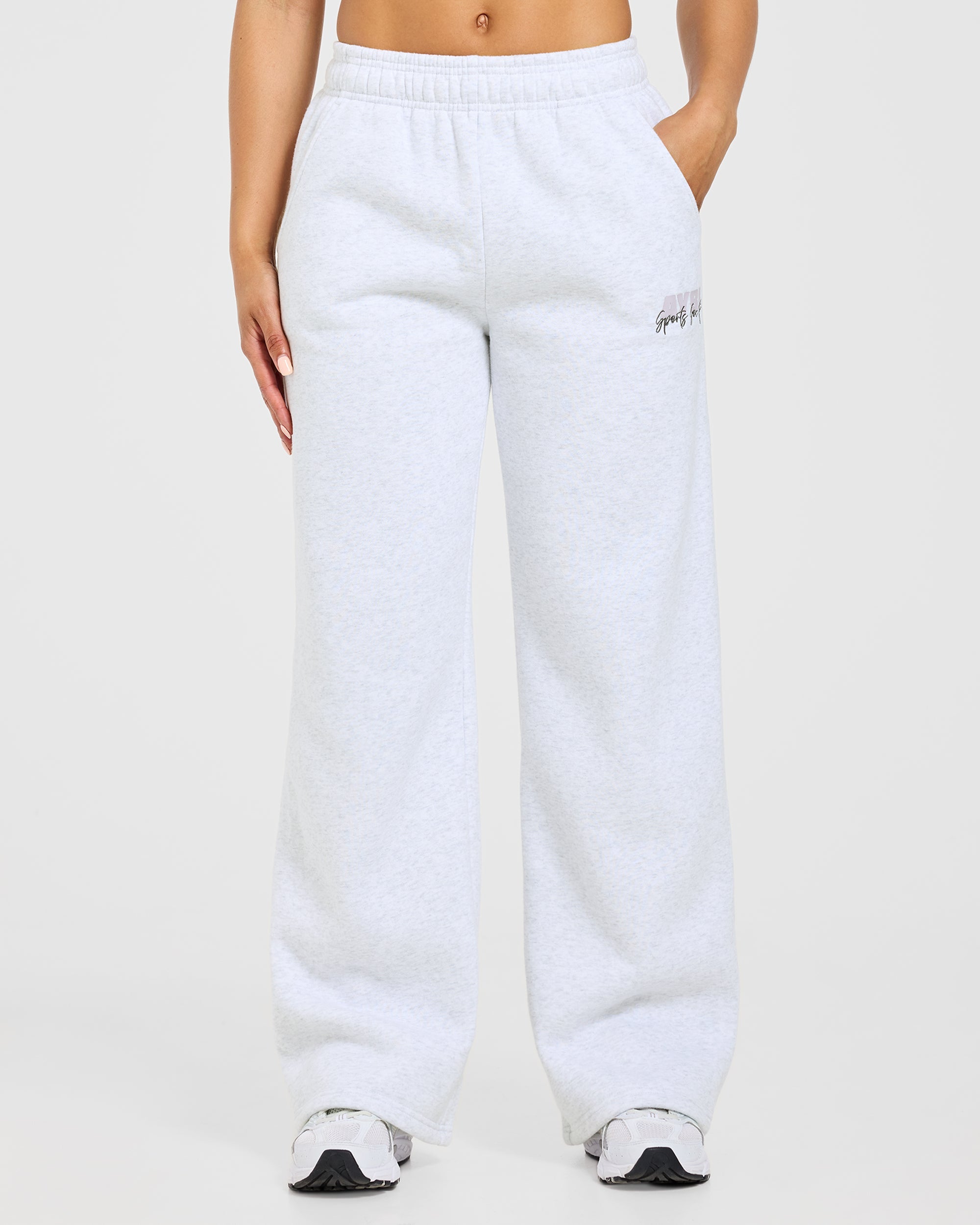 Sports Society Oversized Straight Leg Joggers - Heather Grau