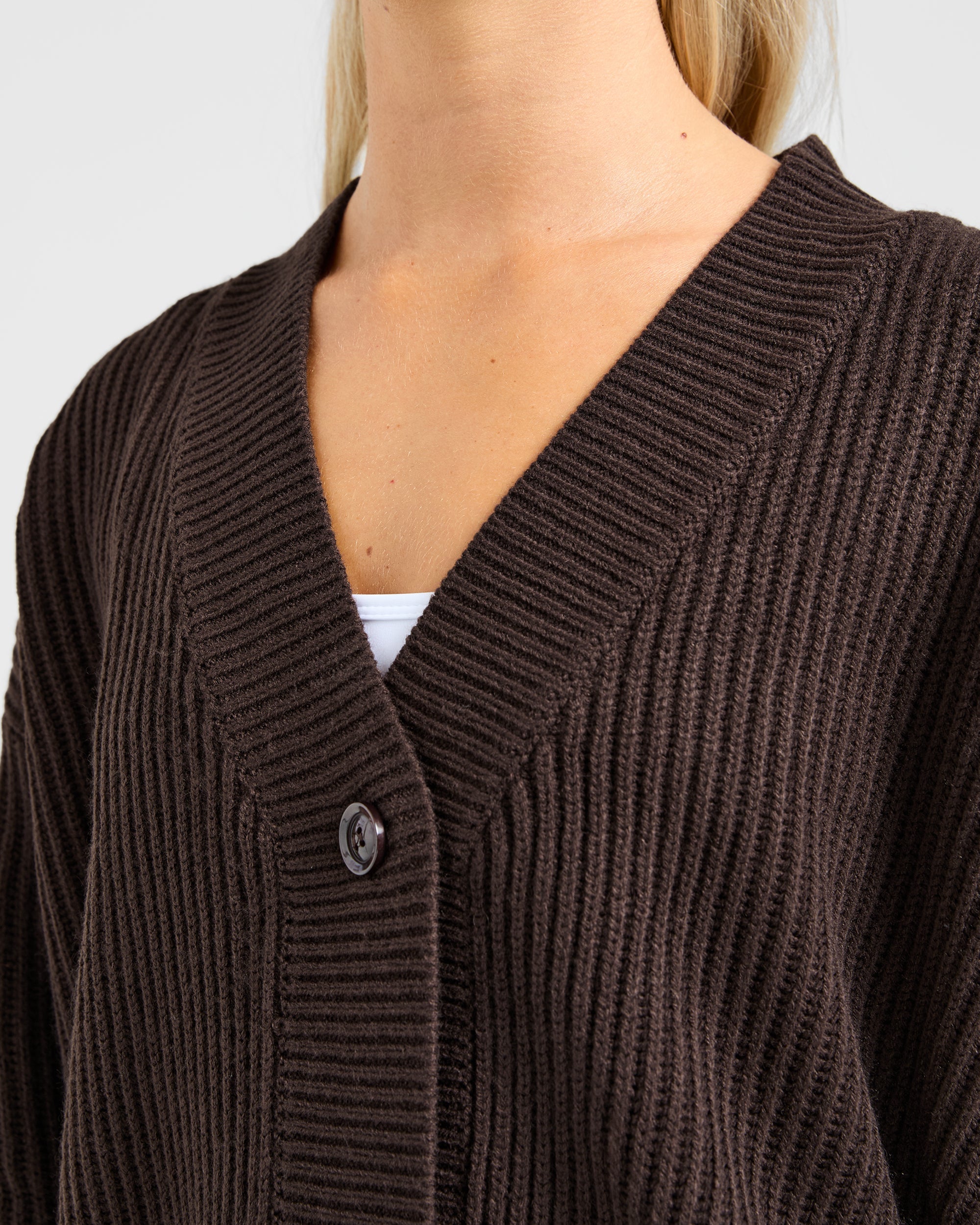 Lounge Oversized Knit Cardigan - Deep Cocoa Braun