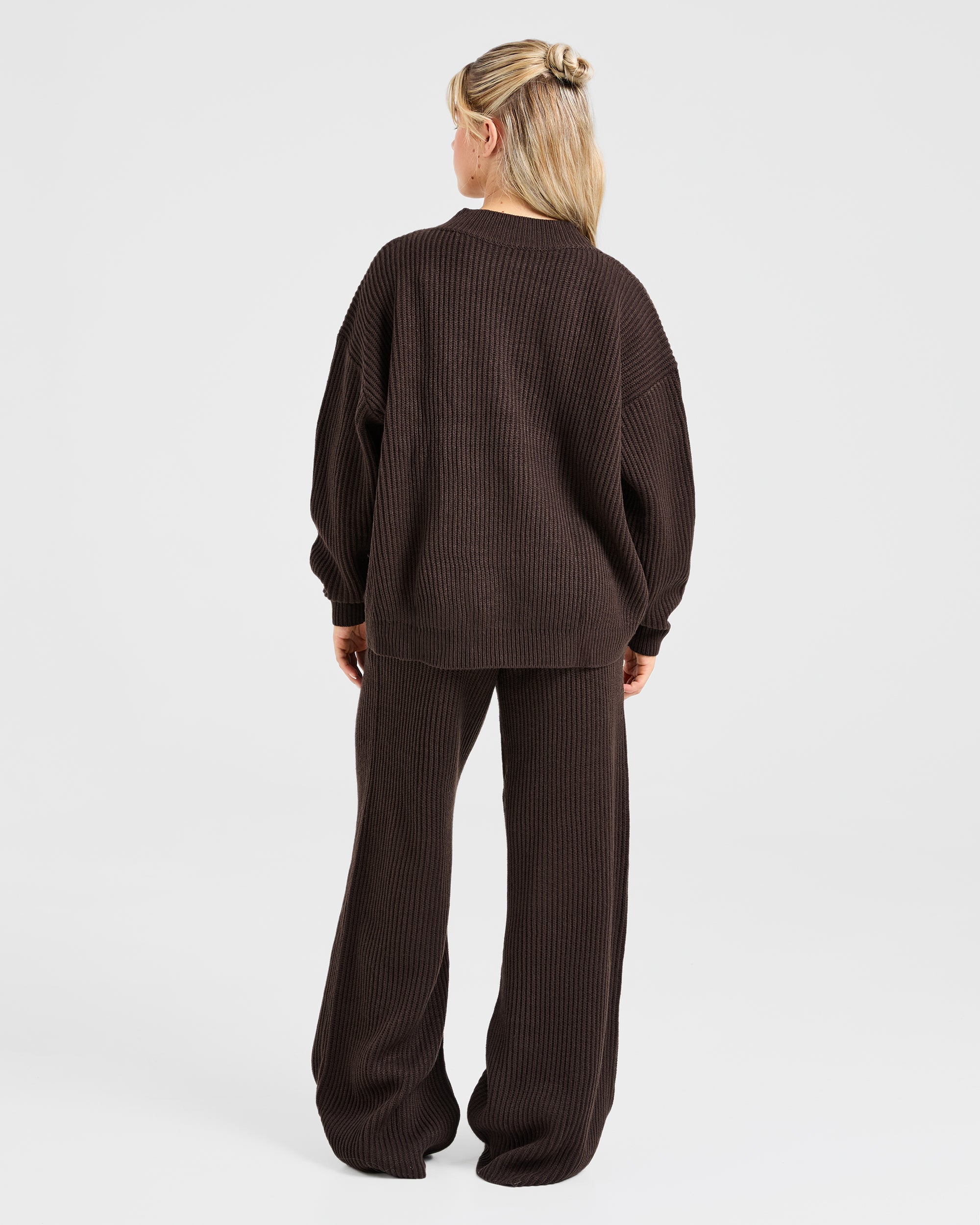 Lounge Oversized Knit Cardigan - Deep Cocoa Braun