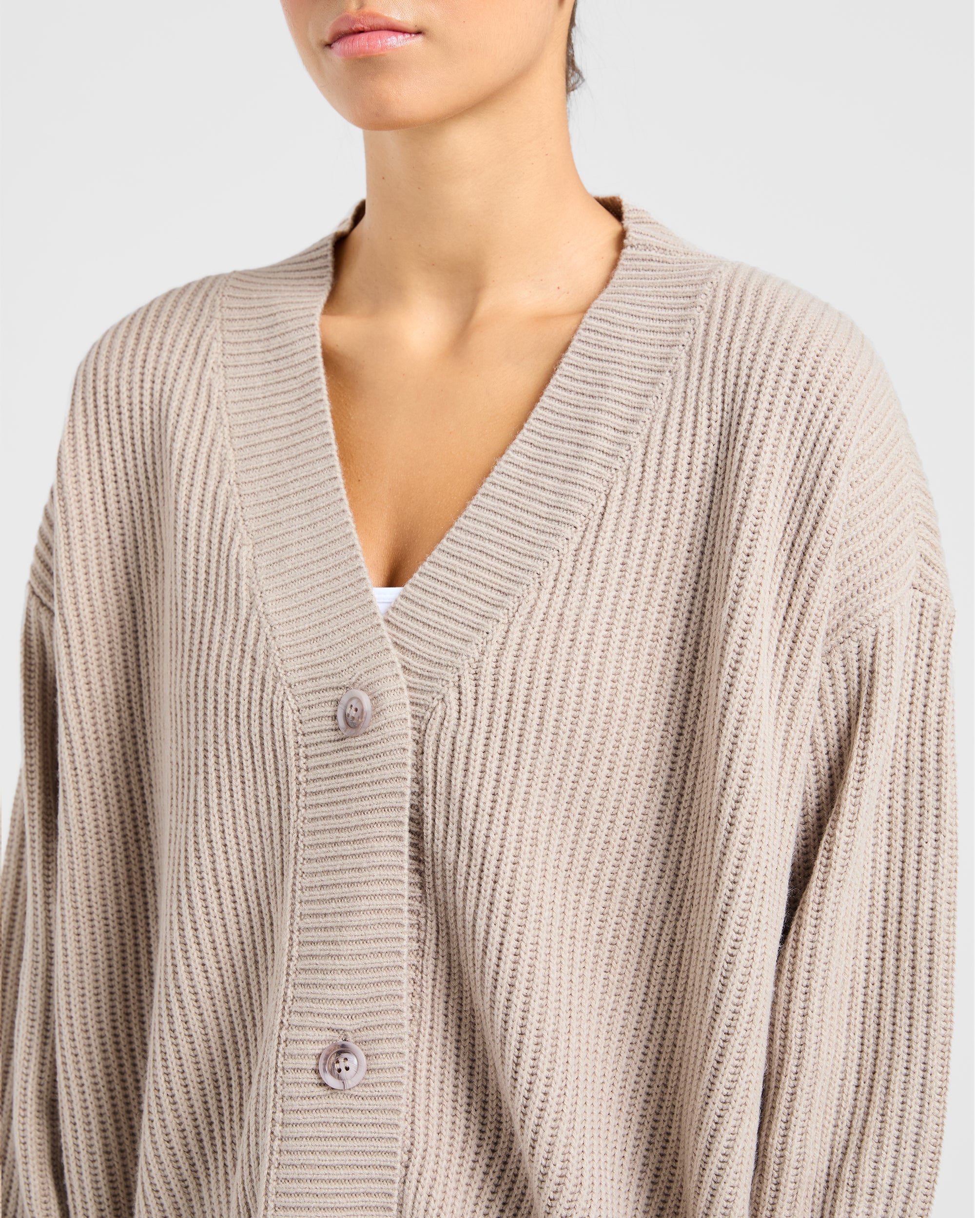 Lounge Oversized Knit Cardigan - Taupe Braun