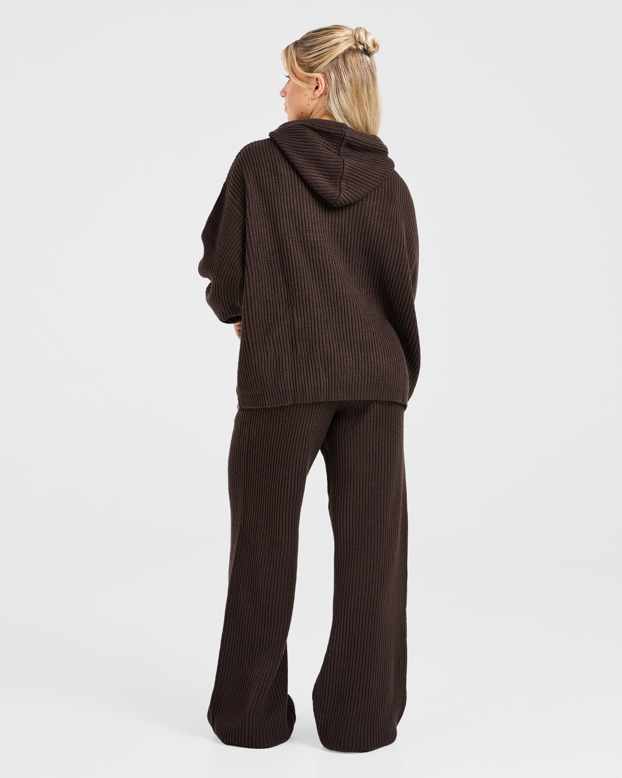 Lounge Oversized Knit Hoodie - Deep Cocoa Braun