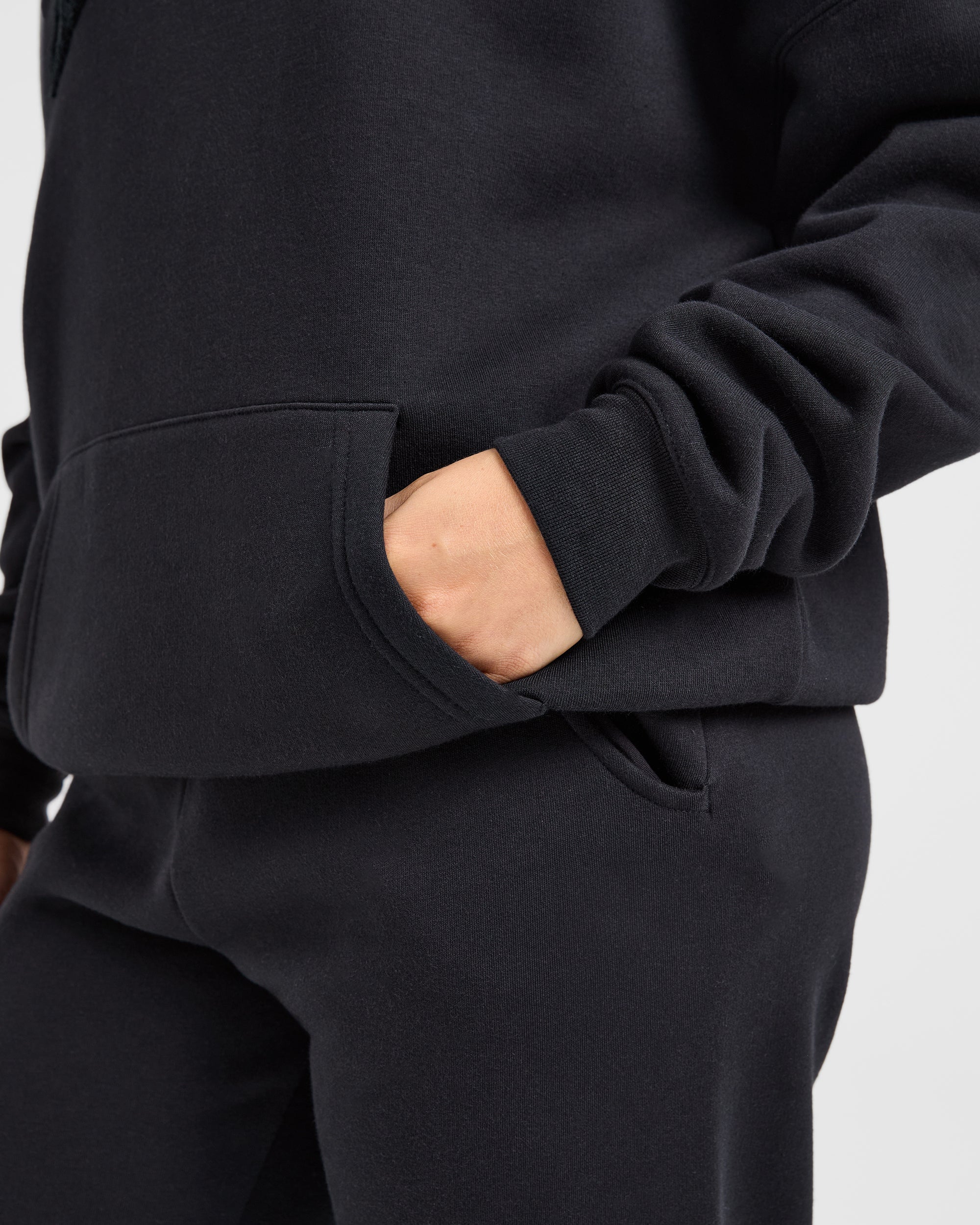 Varsity Oversized Outline Hoodie - Schwarz