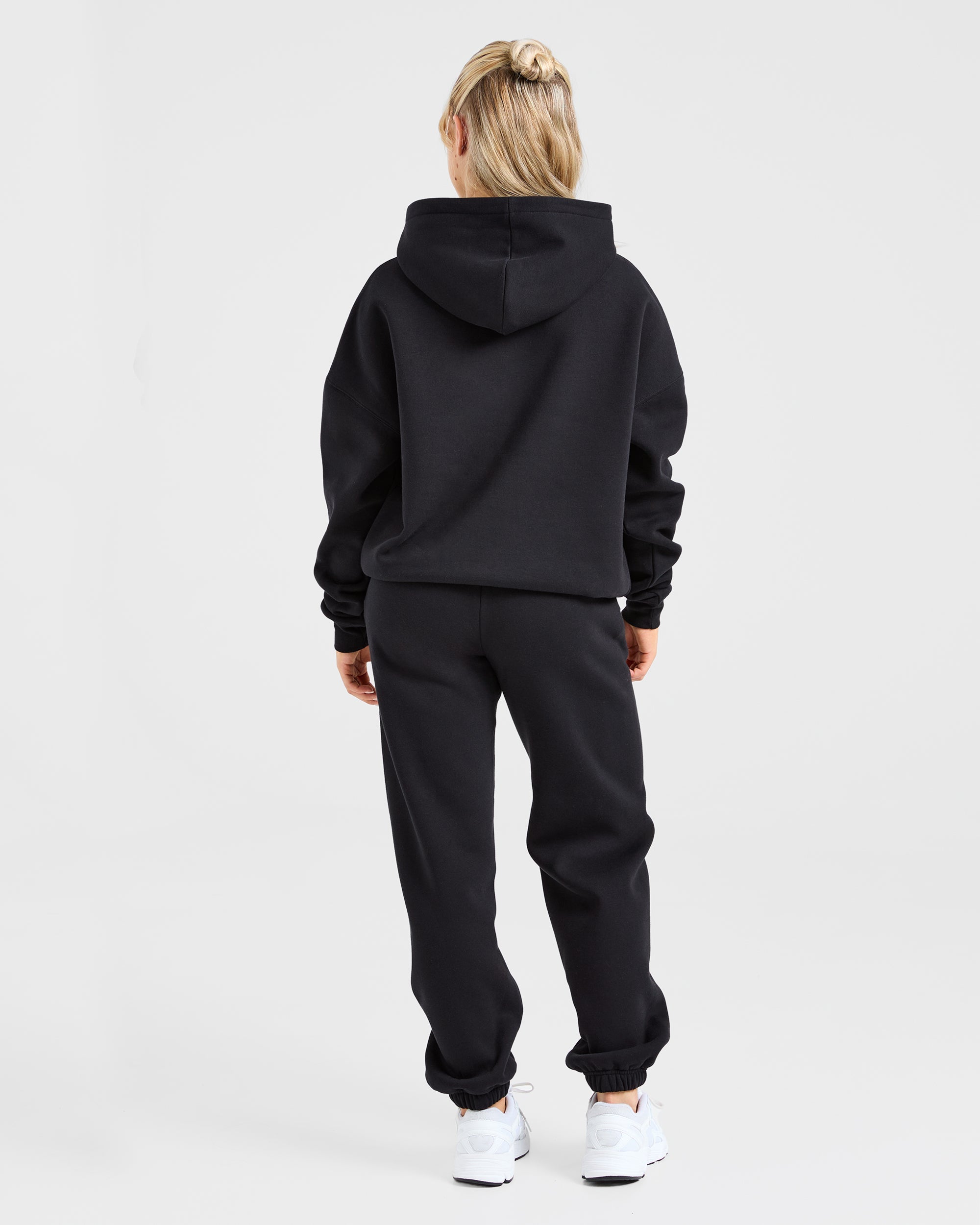 Varsity Oversized Outline Hoodie - Schwarz