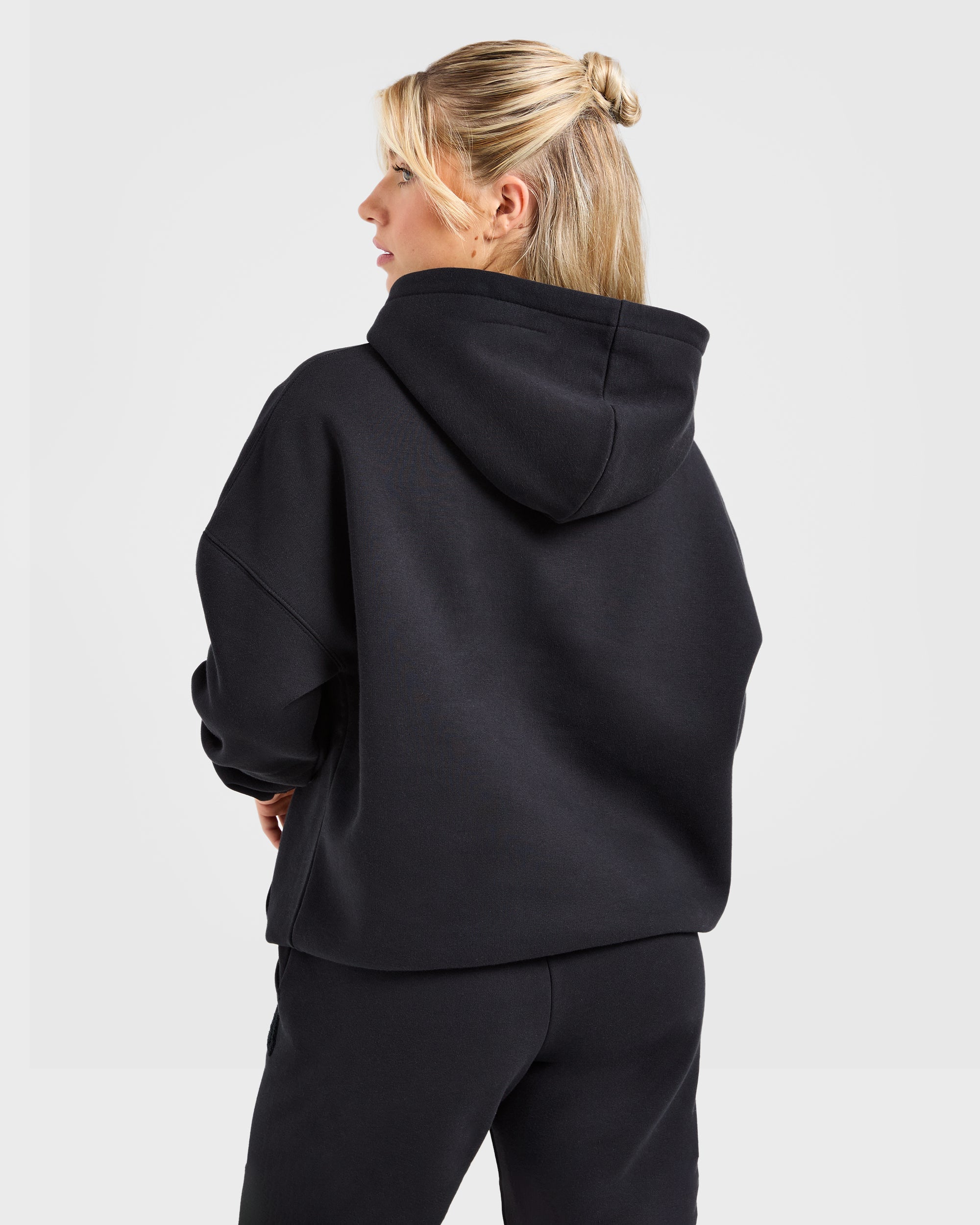 Varsity Oversized Outline Hoodie - Schwarz