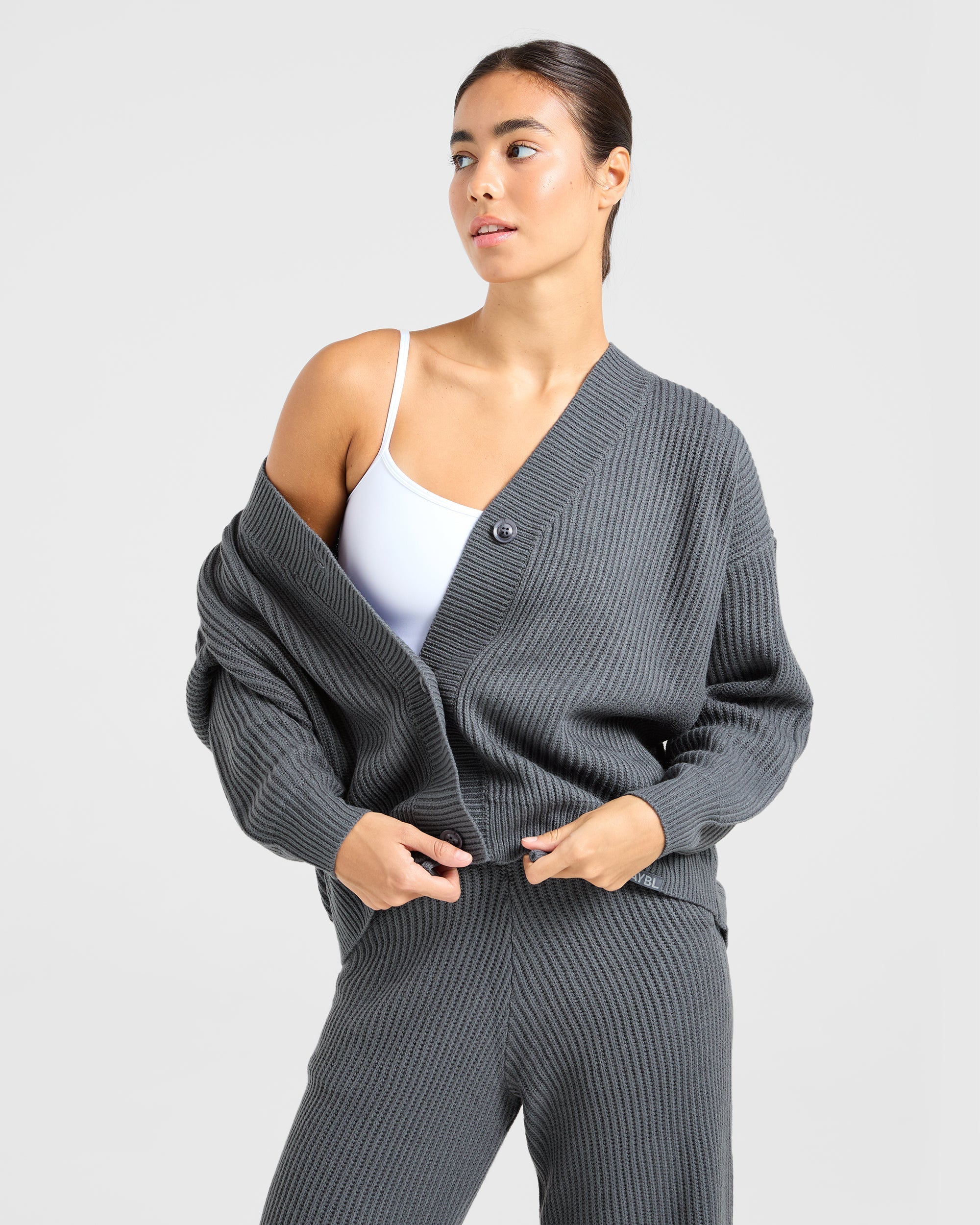 Lounge Oversized Knit Cardigan - Charcoal