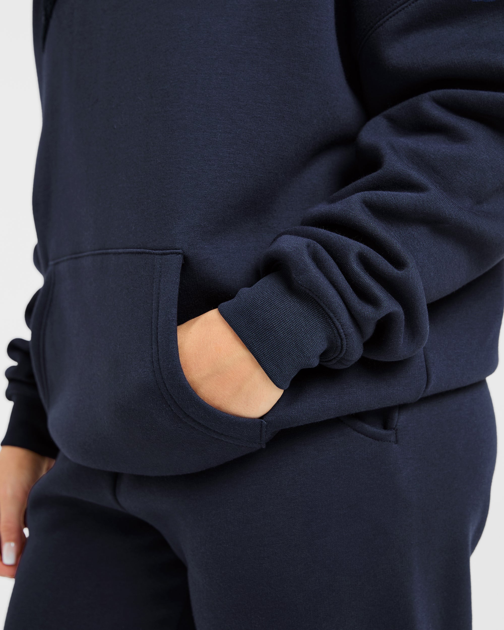 Varsity Oversized Outline Hoodie - Navy