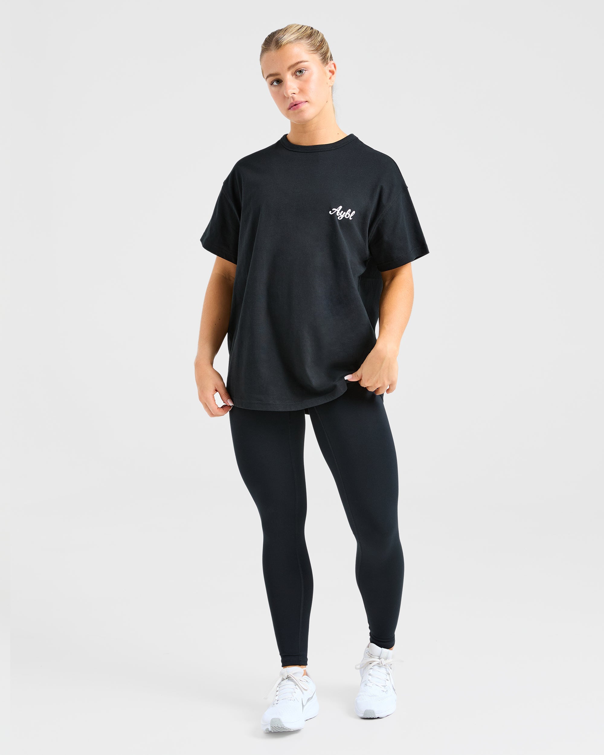 Body Achieve Mind Believe Oversized T Shirt - Schwarz