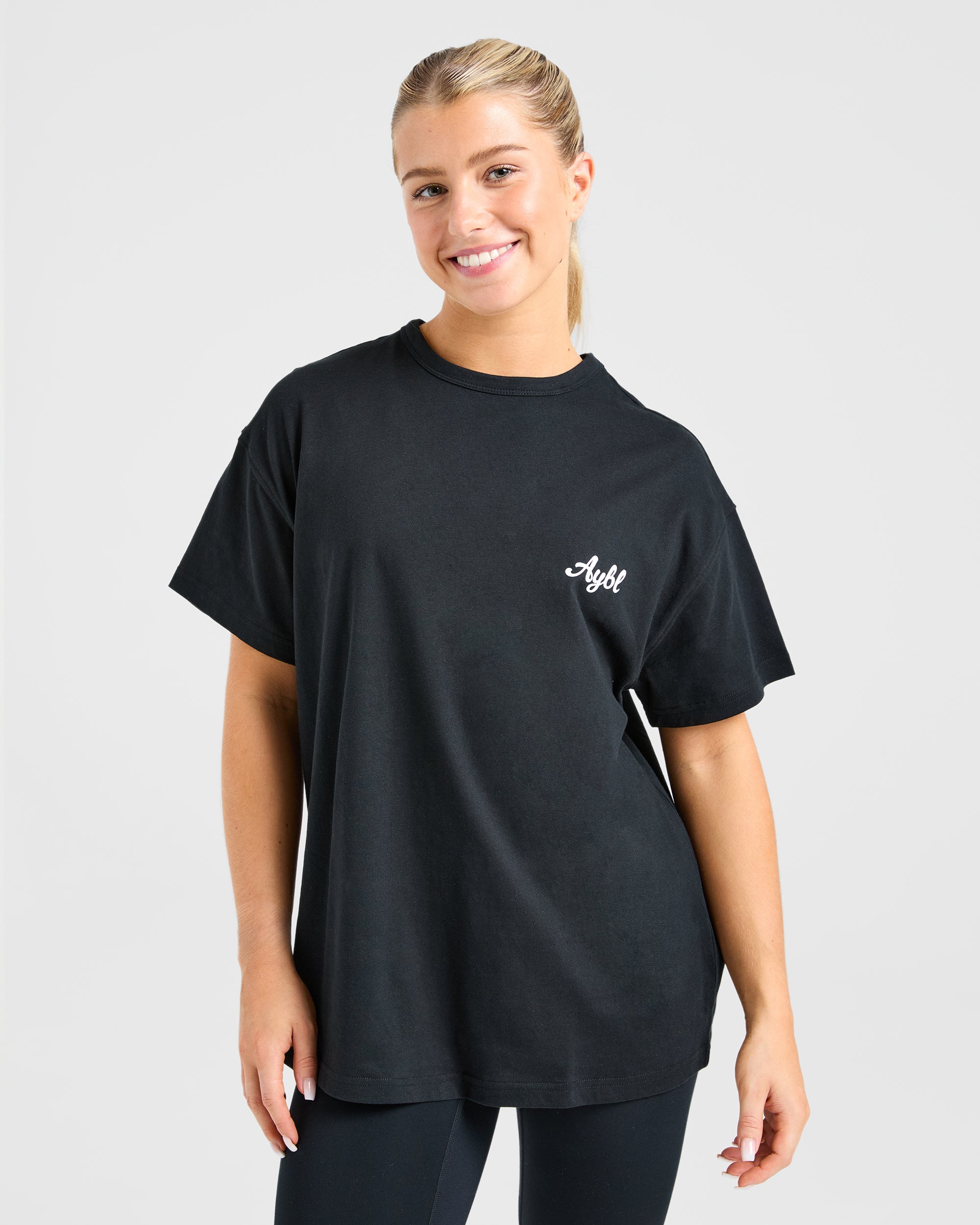 Body Achieve Mind Believe Oversized T Shirt - Schwarz