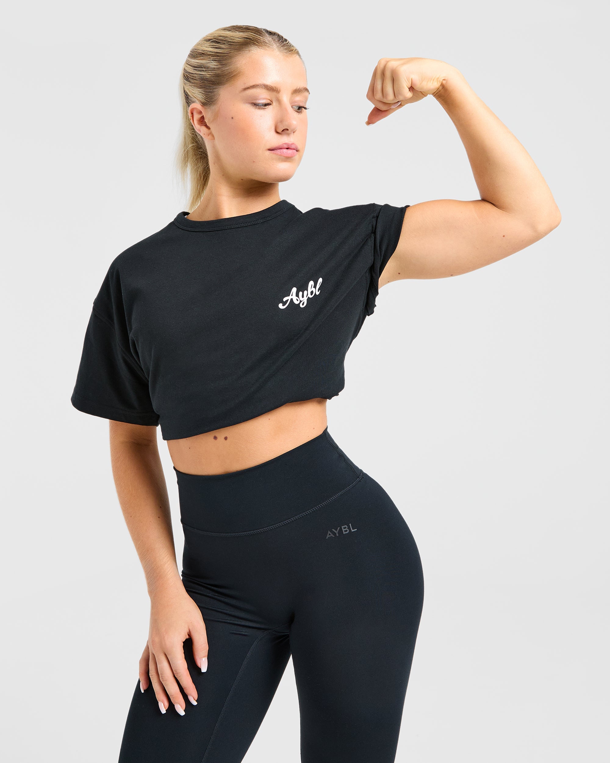 Body Achieve Mind Believe Oversized T Shirt - Schwarz