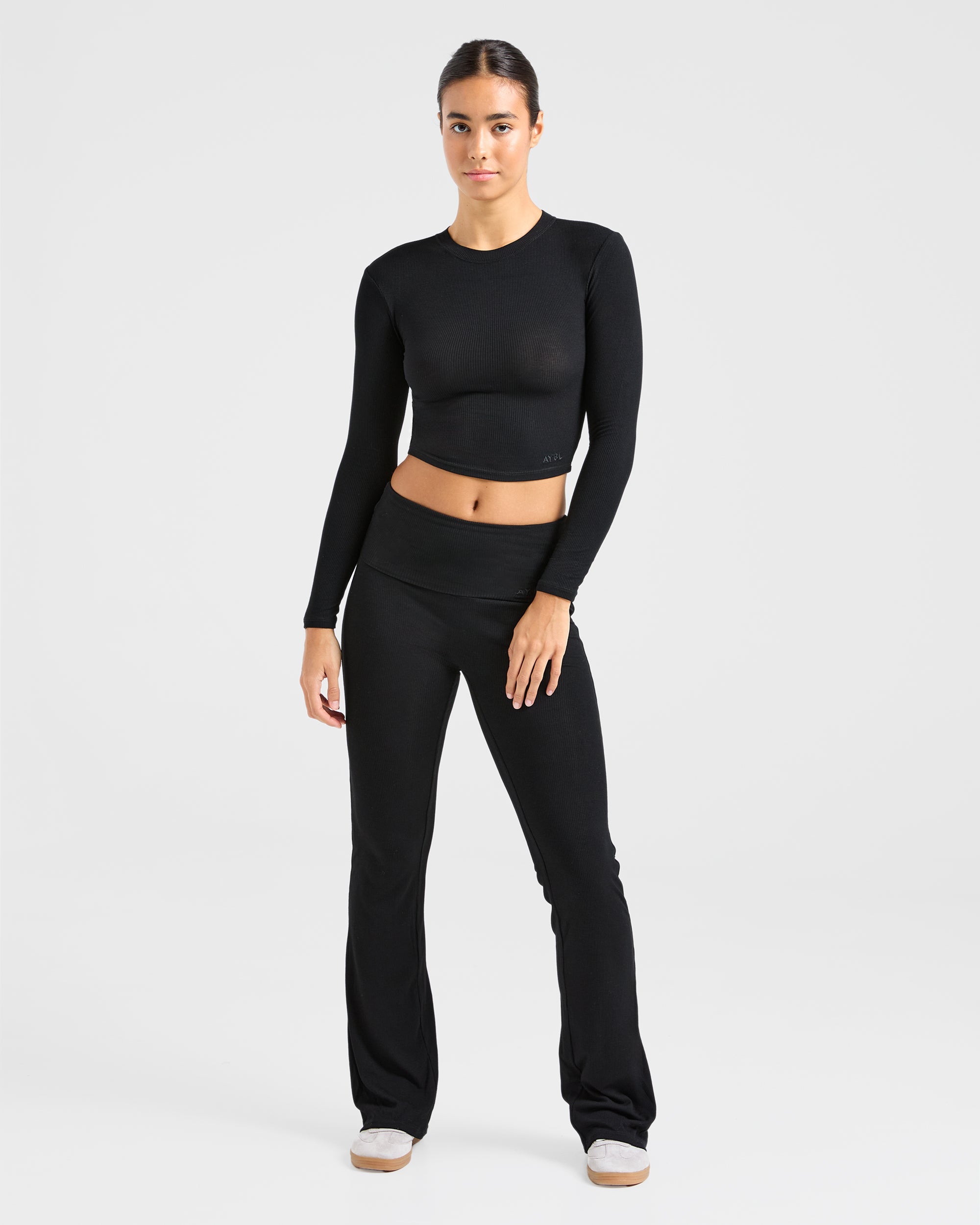 Lounge Ribbed Long Sleeve - Schwarz