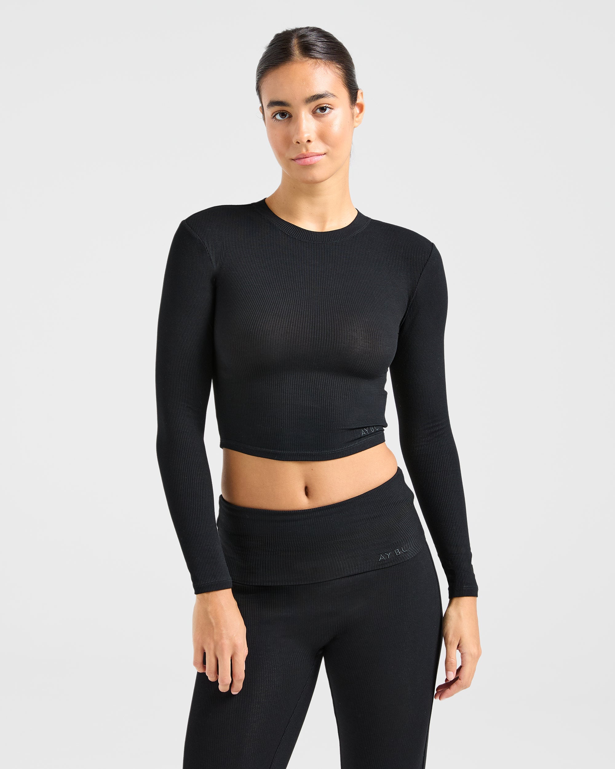 Lounge Ribbed Long Sleeve - Schwarz