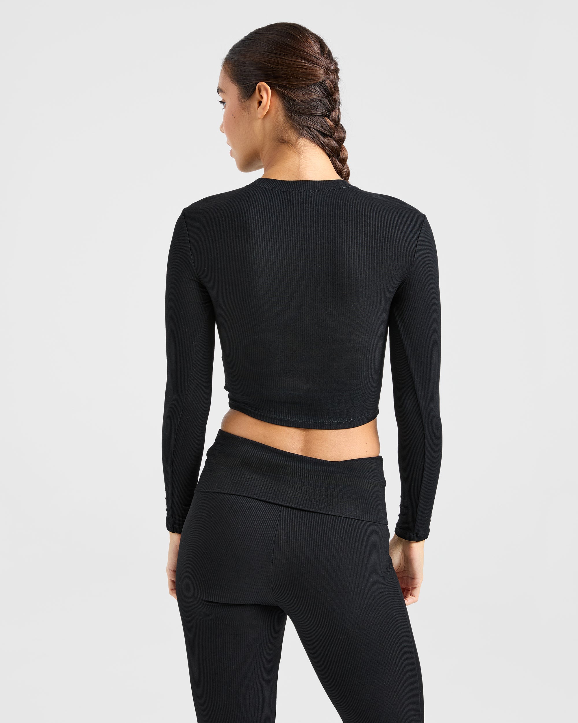 Lounge Ribbed Long Sleeve - Schwarz