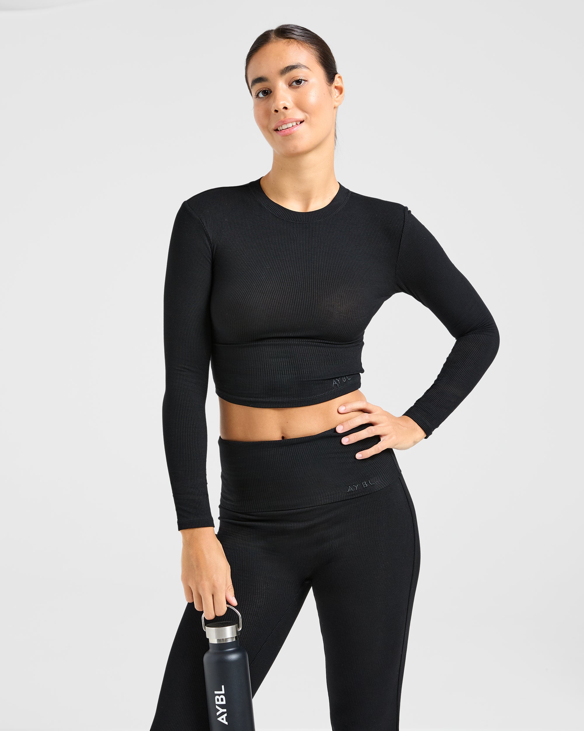 Lounge Ribbed Long Sleeve - Schwarz