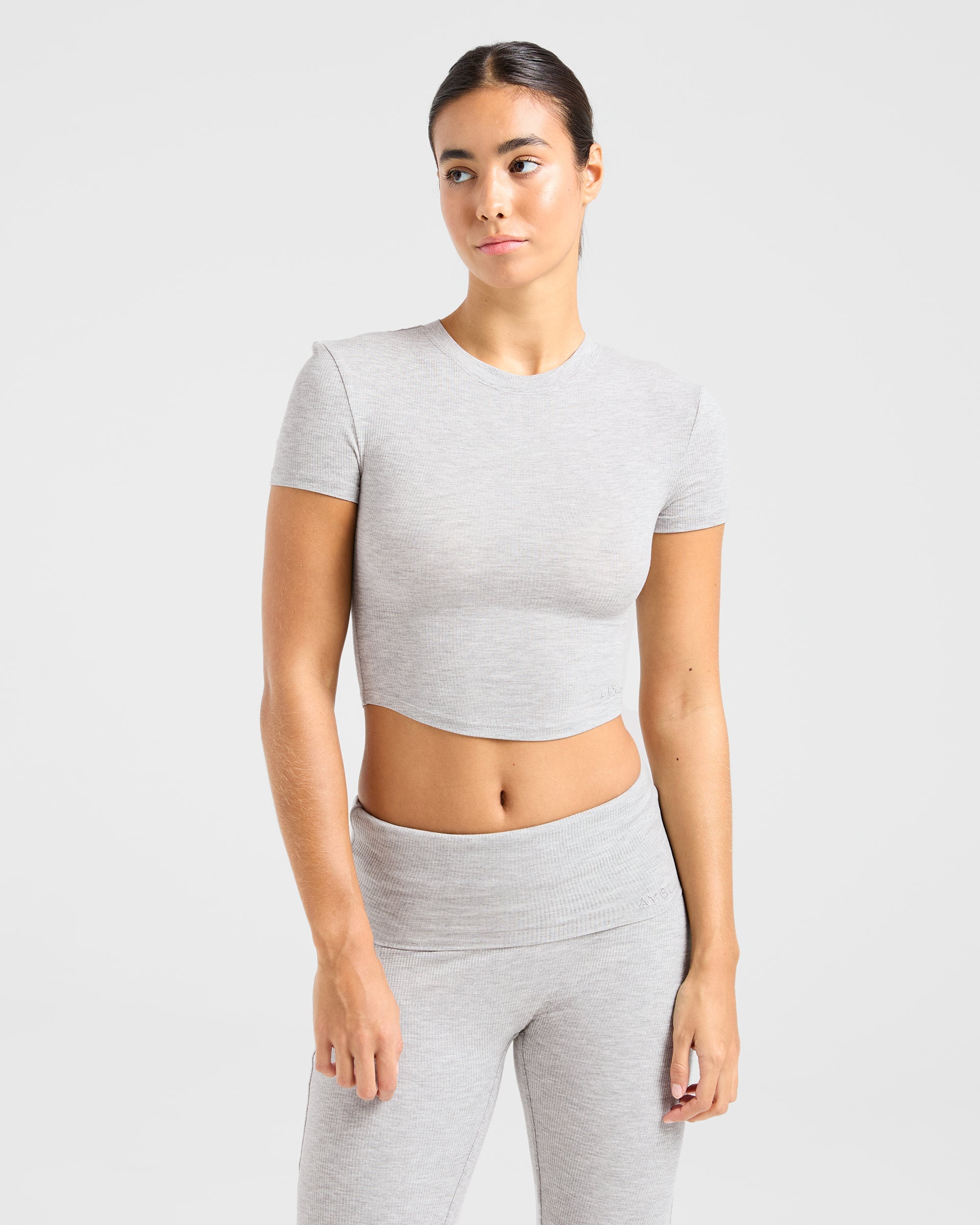 Lounge Ribbed T Shirt - Grau Marl