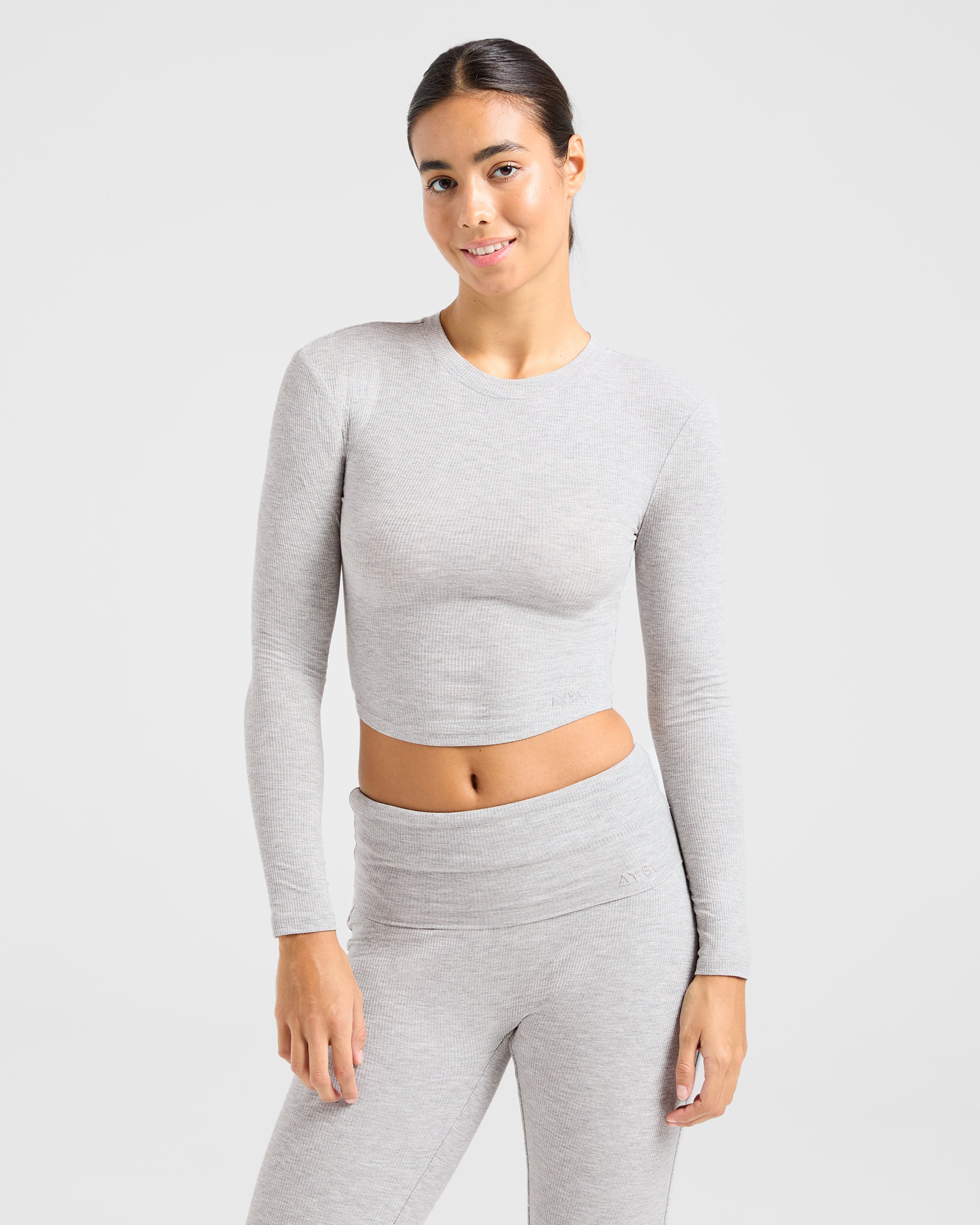 Lounge Ribbed Long Sleeve - Grau Marl