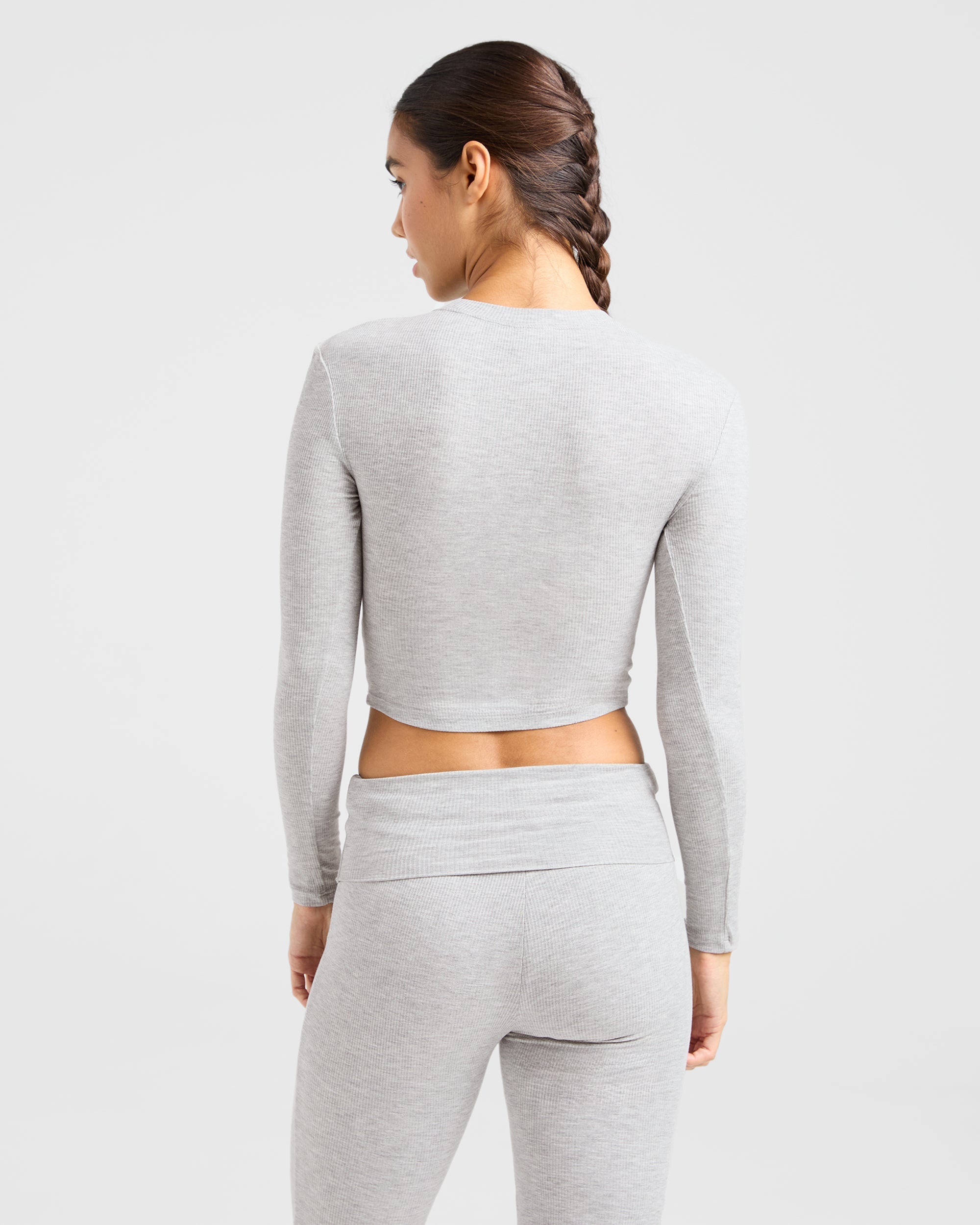 Lounge Ribbed Long Sleeve - Grau Marl