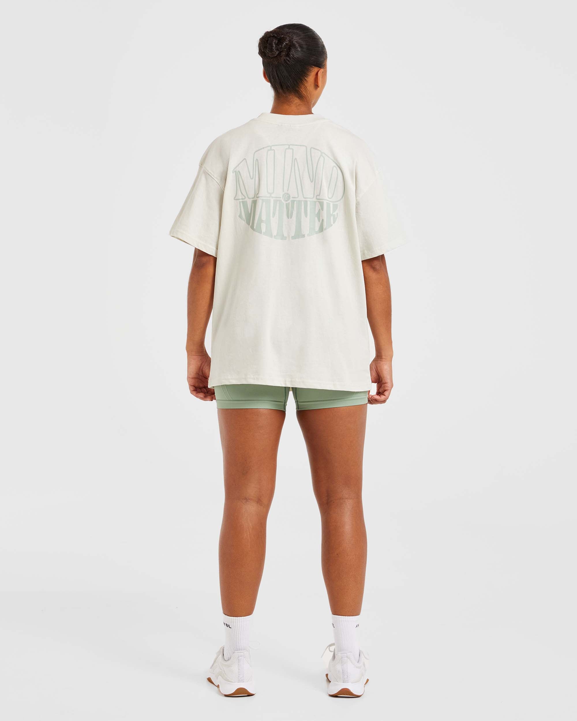 Mind Over Matter Oversized T Shirt - Beige/Grün