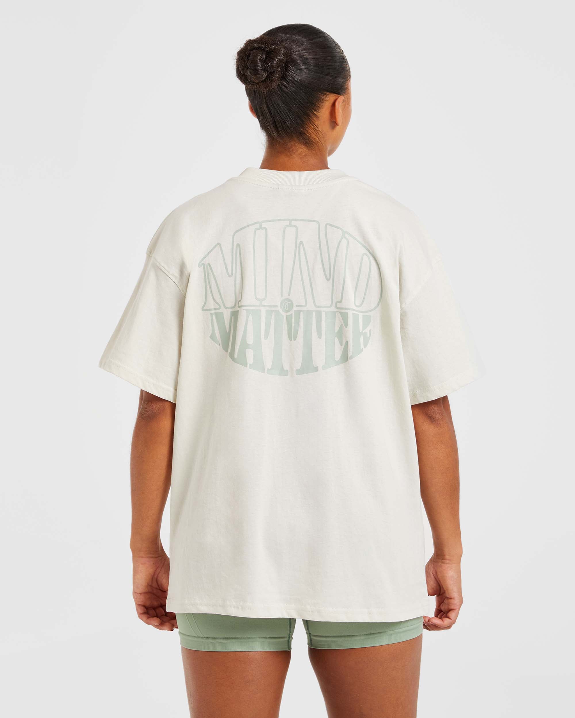 Mind Over Matter Oversized T Shirt - Beige/Grün