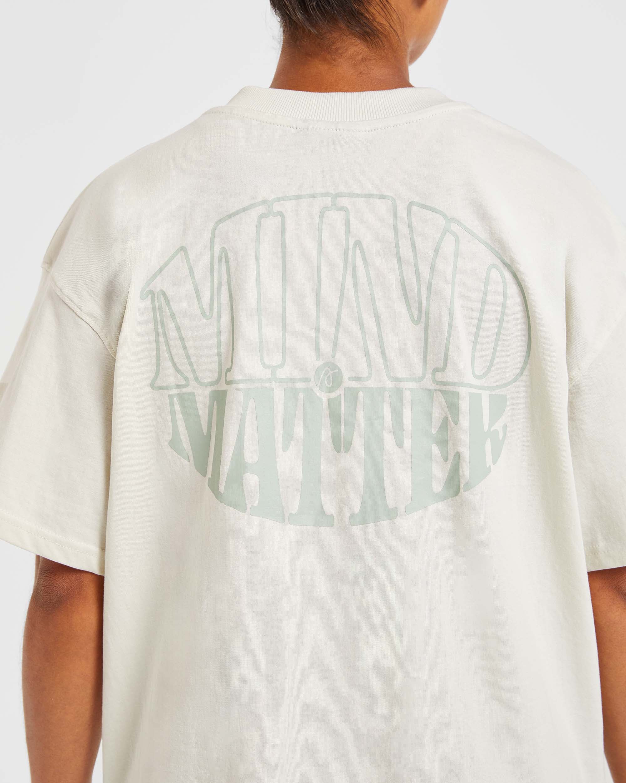 Mind Over Matter Oversized T Shirt - Beige/Grün