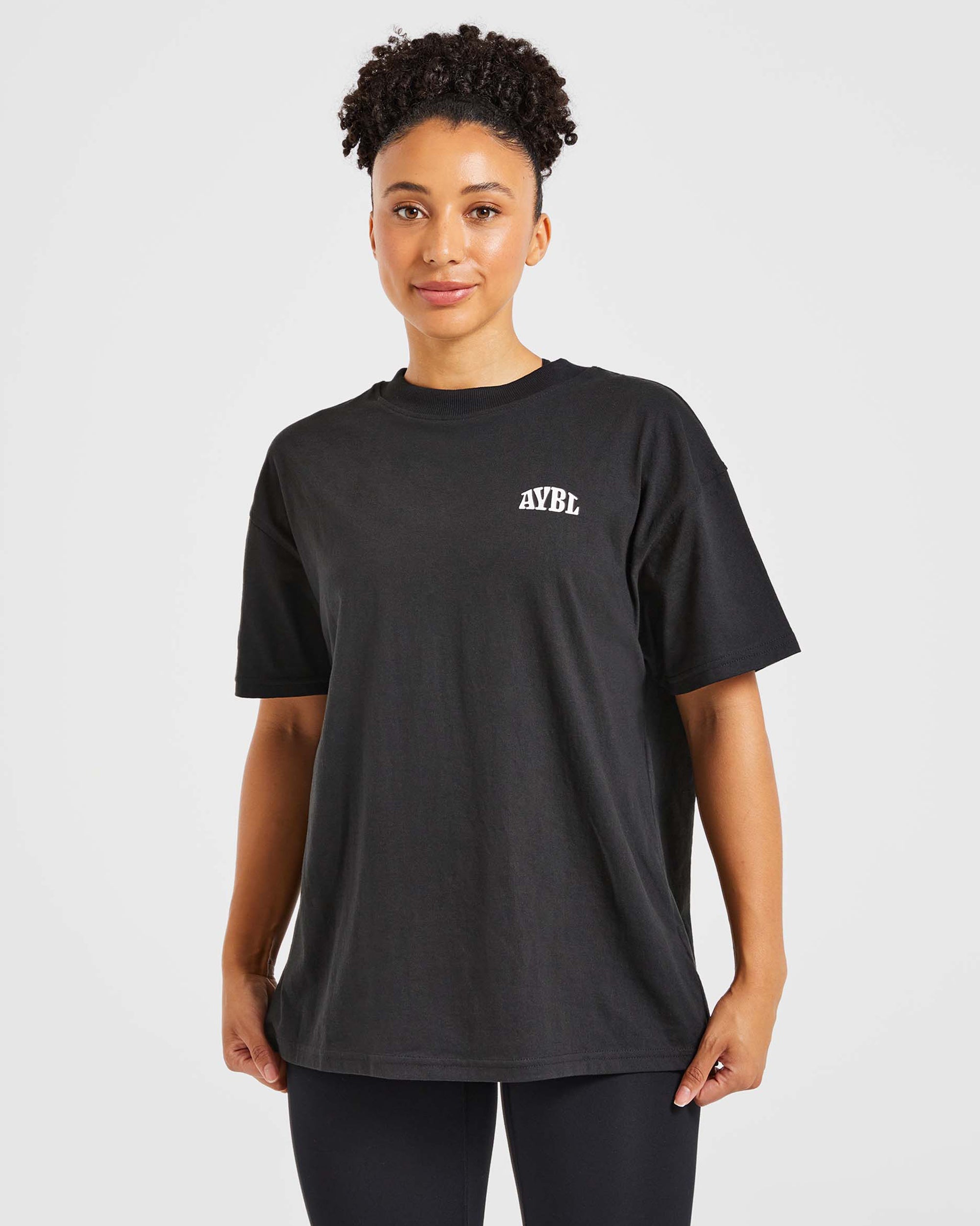 Believe Achieve Oversized T Shirt - Schwarz