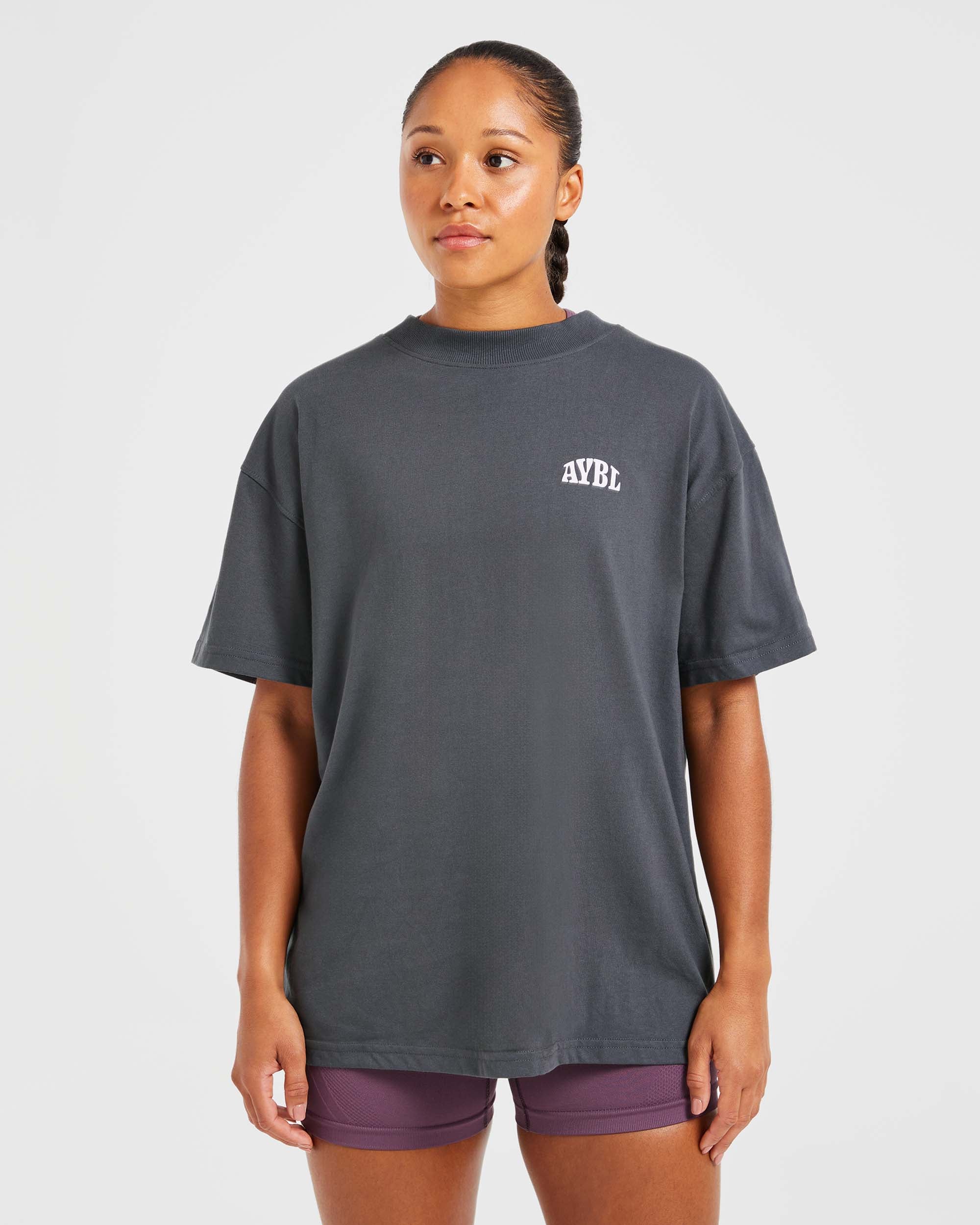 Mind Over Matter Oversized T Shirt - Charcoal/Lilac