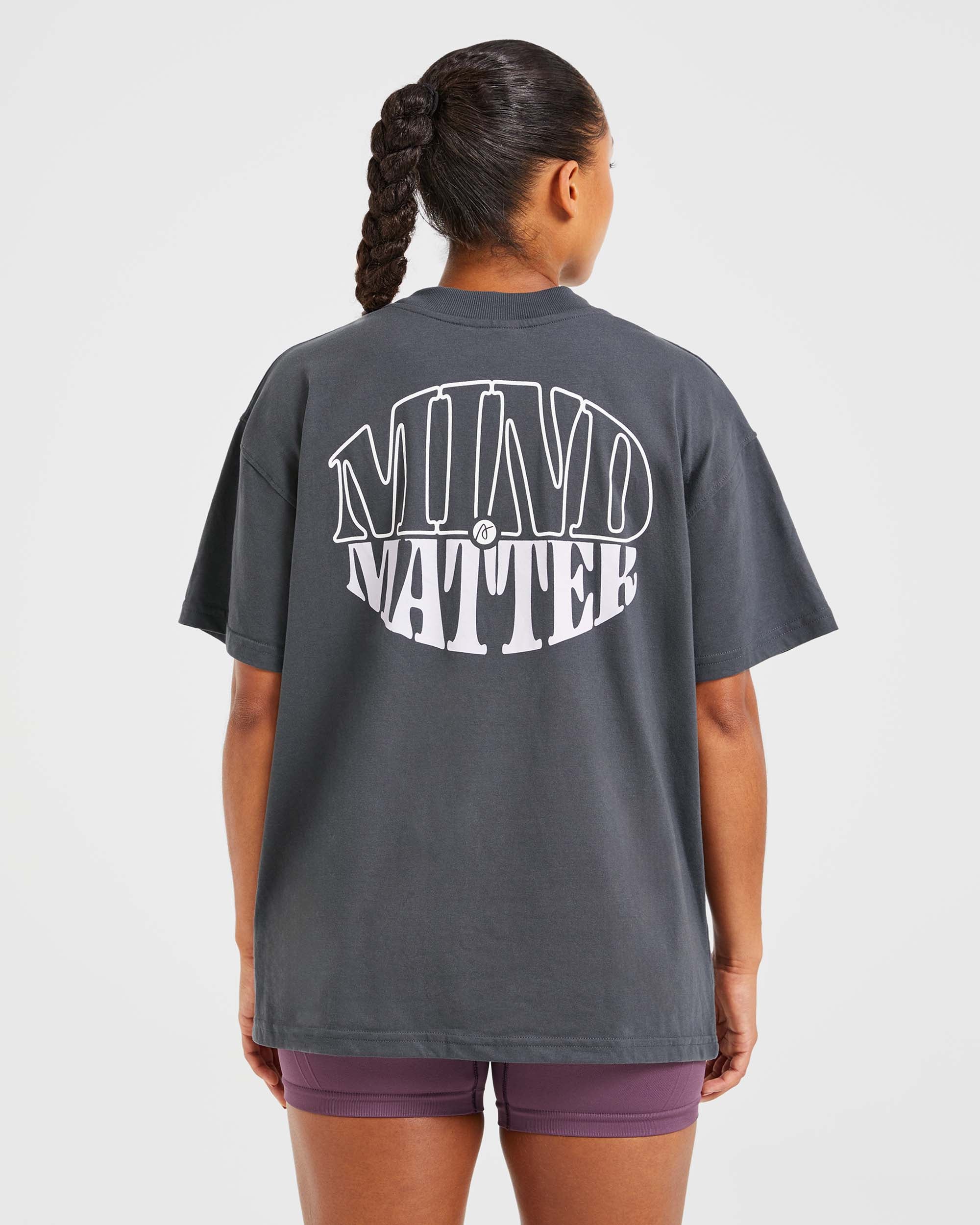 Mind Over Matter Oversized T Shirt - Charcoal/Lilac