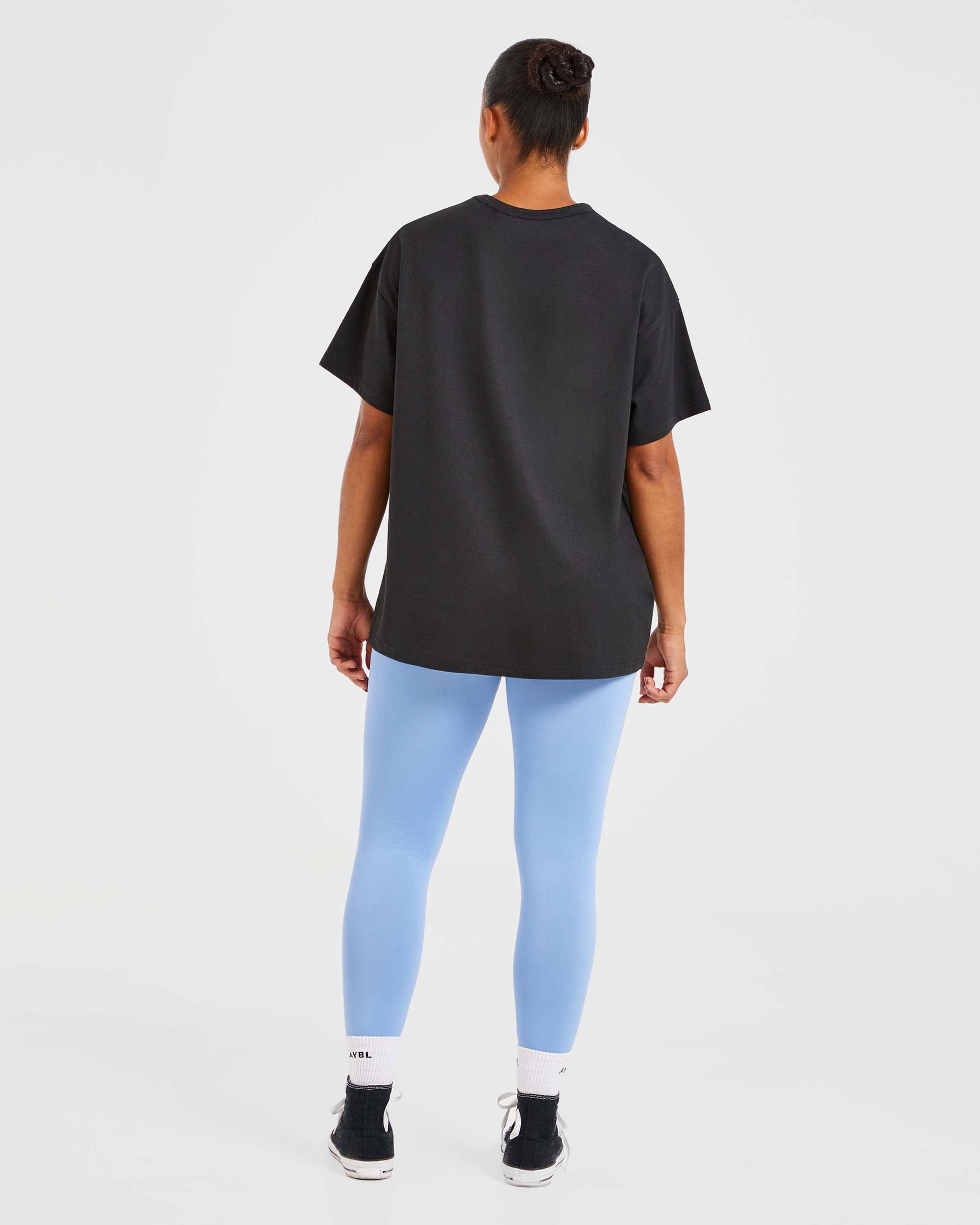 Varsity Oversized T Shirt - Schwarz/Blau