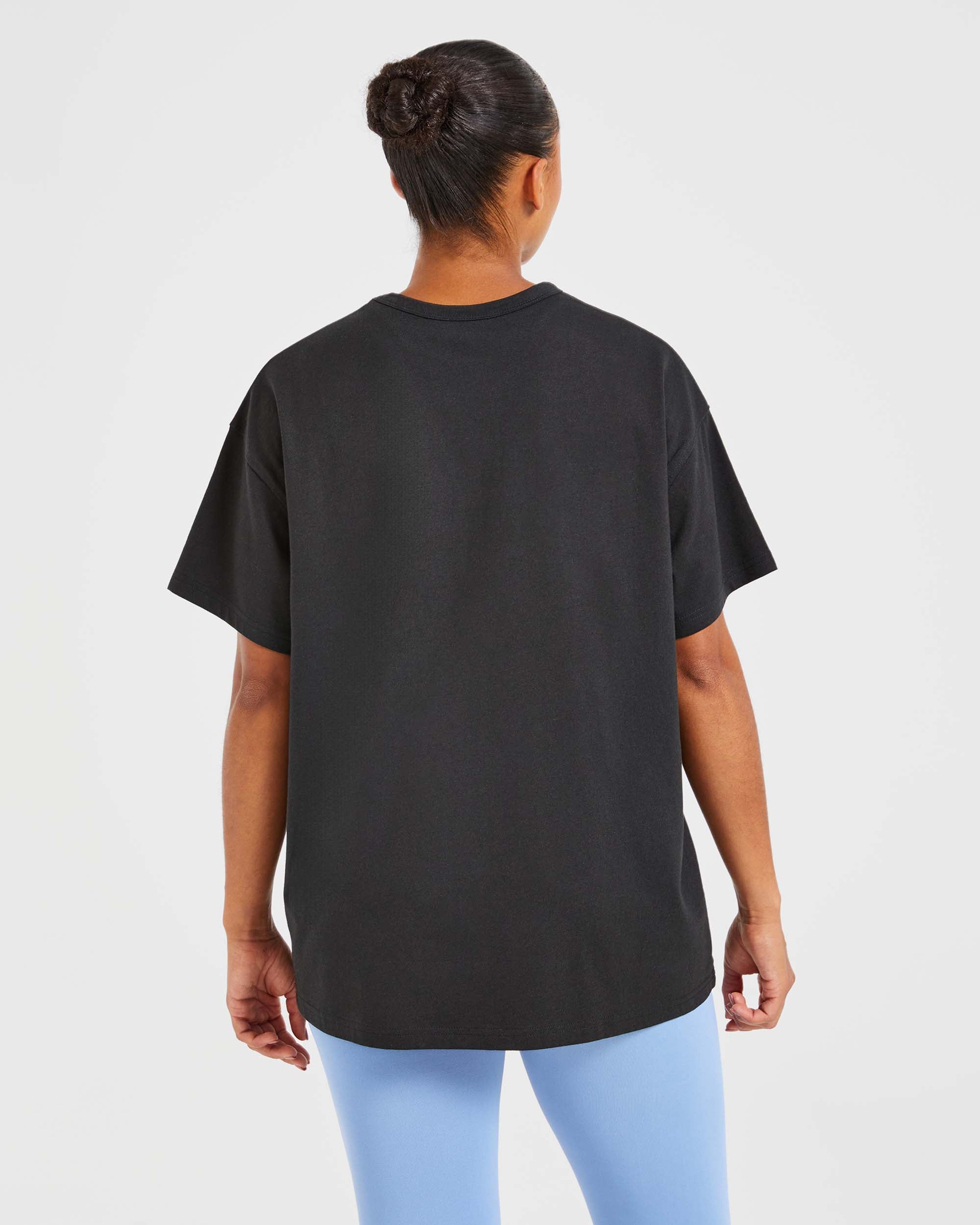 Varsity Oversized T Shirt - Schwarz/Blau