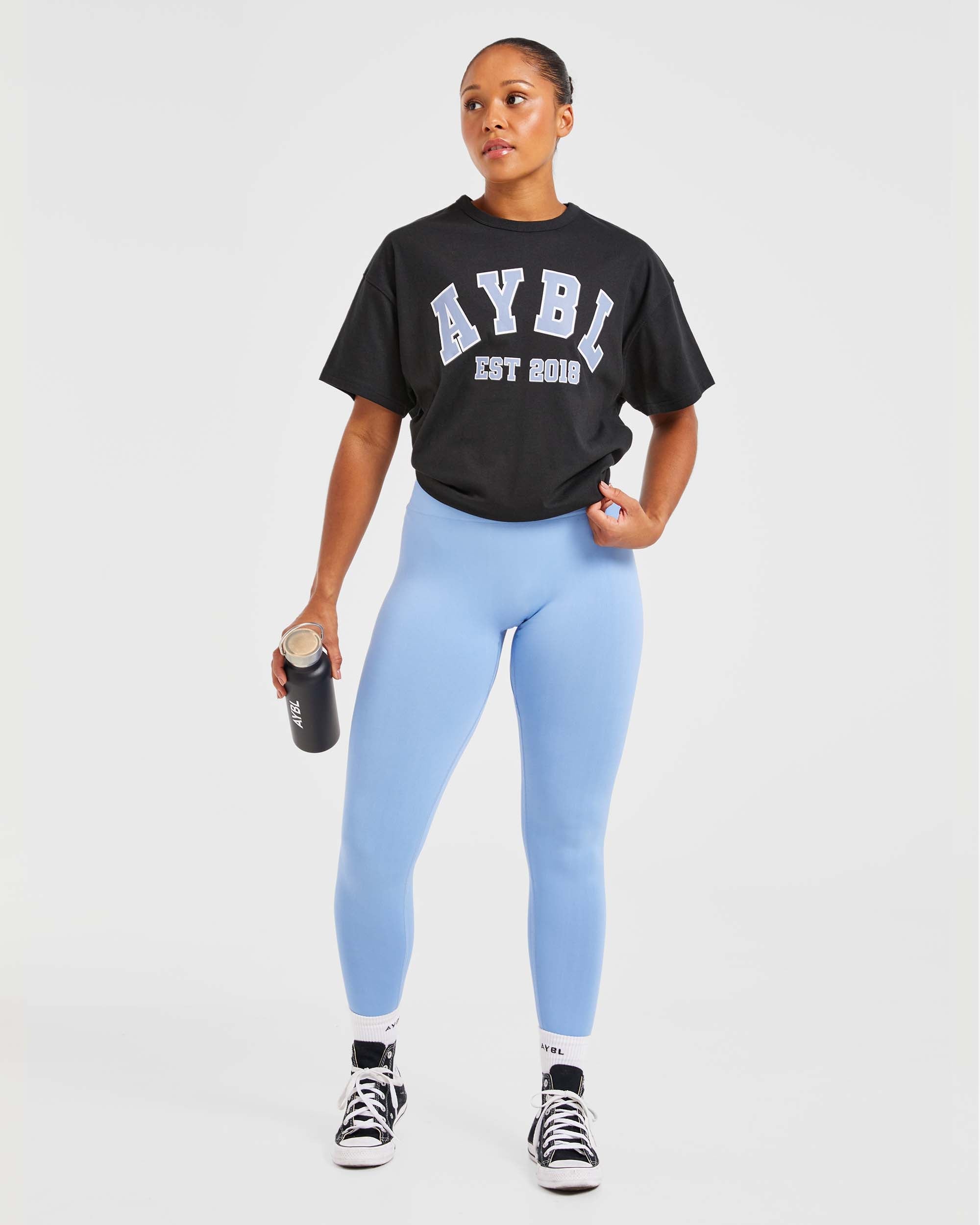 Varsity Oversized T Shirt - Schwarz/Blau