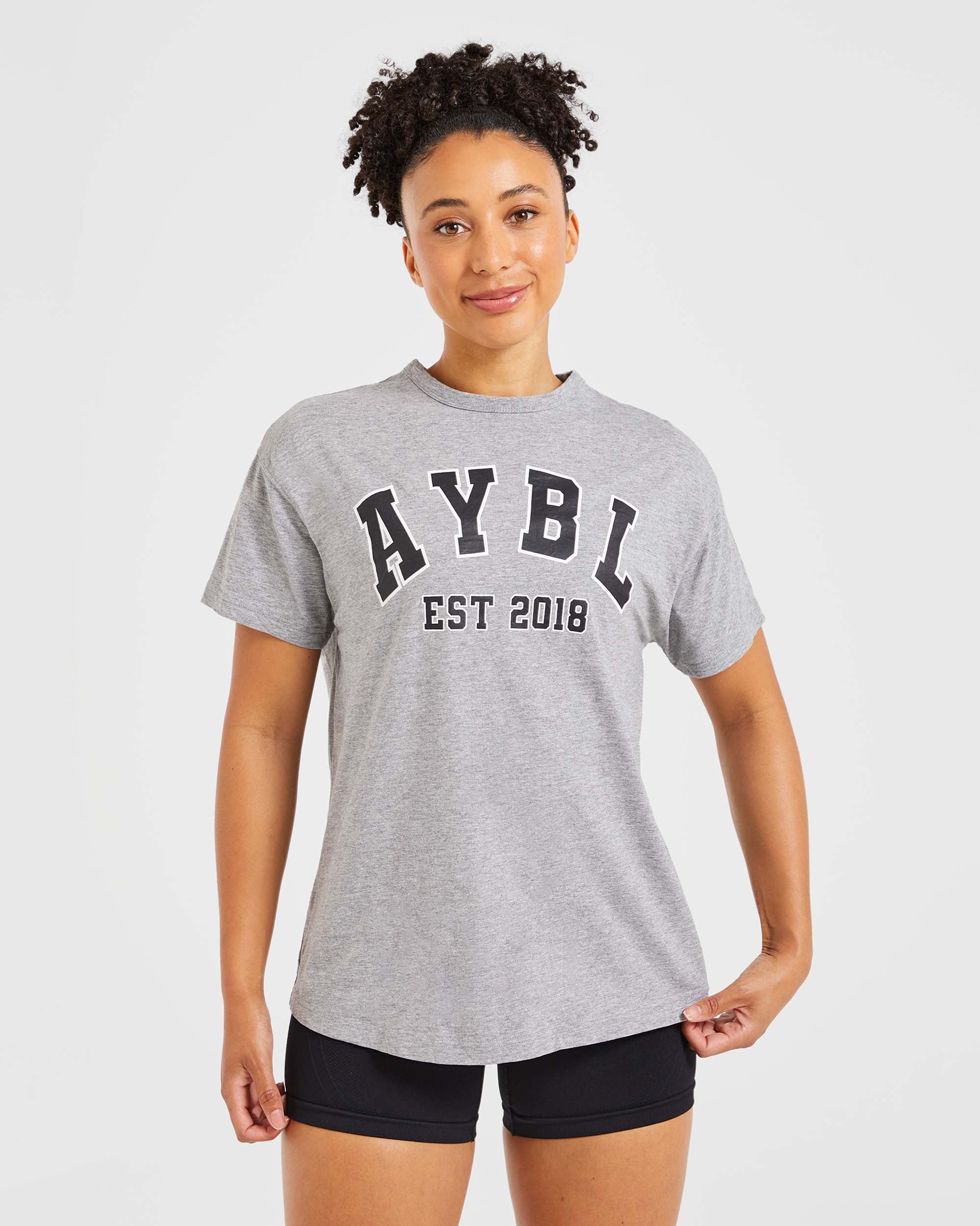 Varsity Oversized T Shirt - Heather Grau