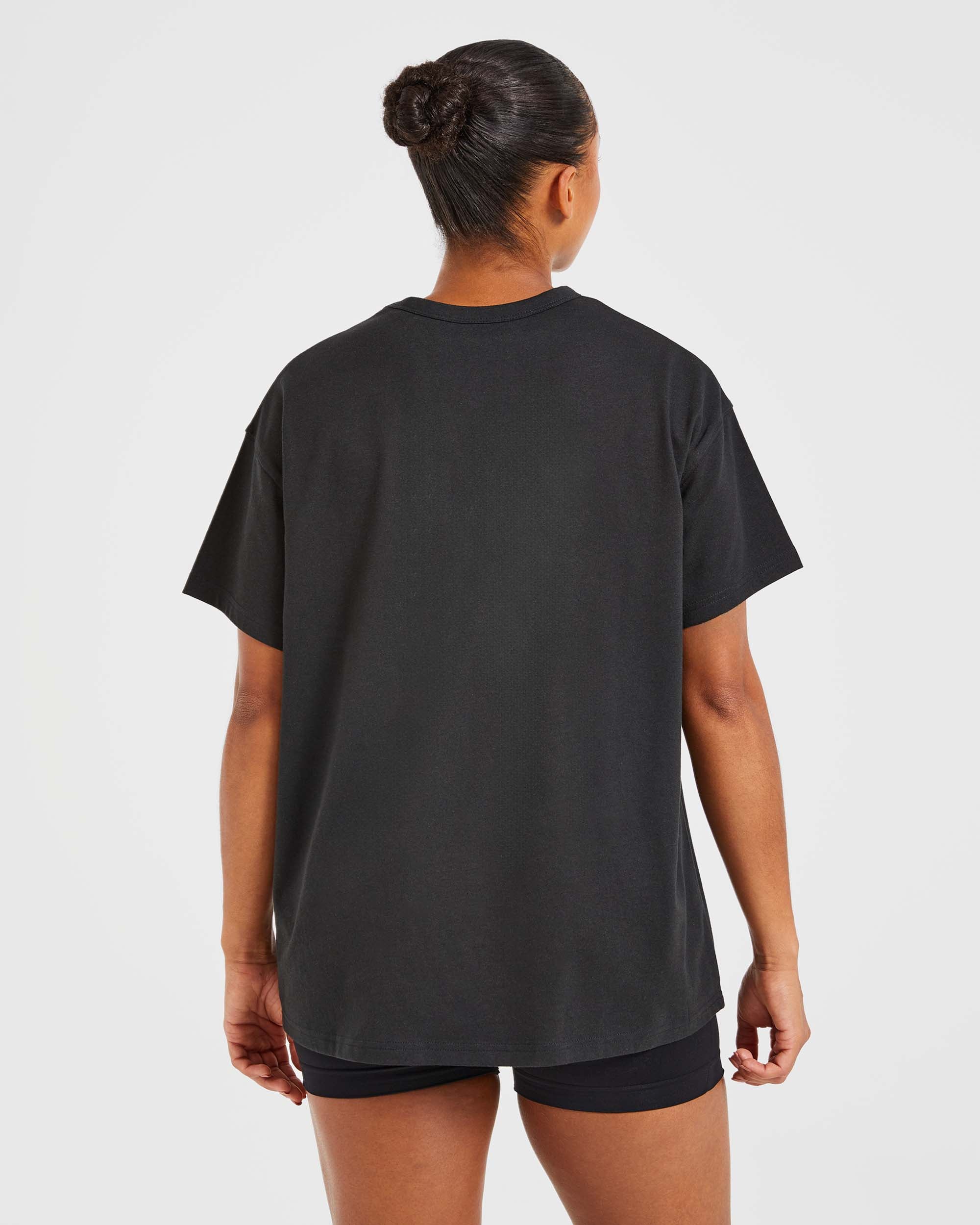 Varsity Oversized T Shirt - Schwarz