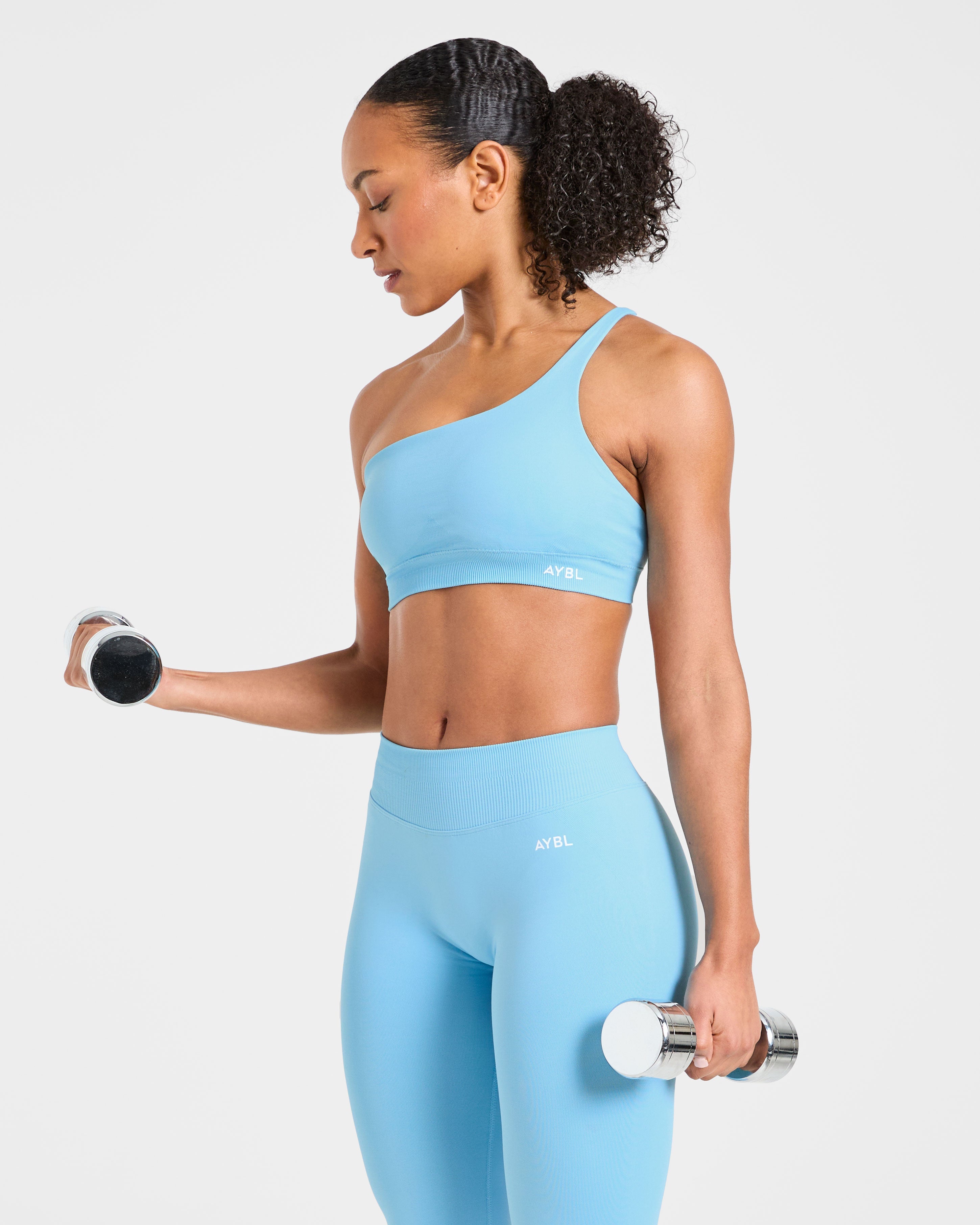 Enhance Seamless One Shoulder Sports Bra - Powder Blau