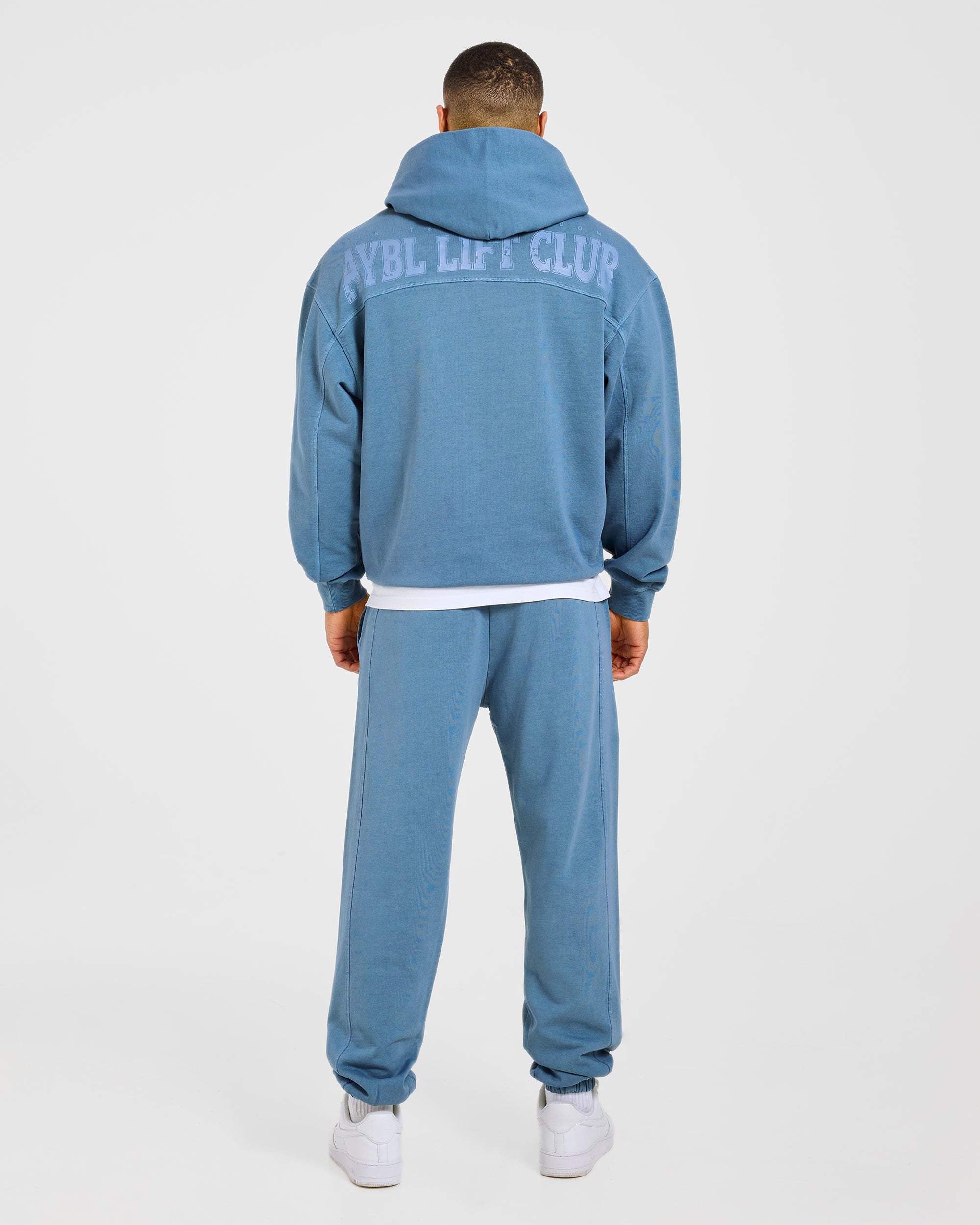 Lift Club Distressed Hoodie - Washed Indigo