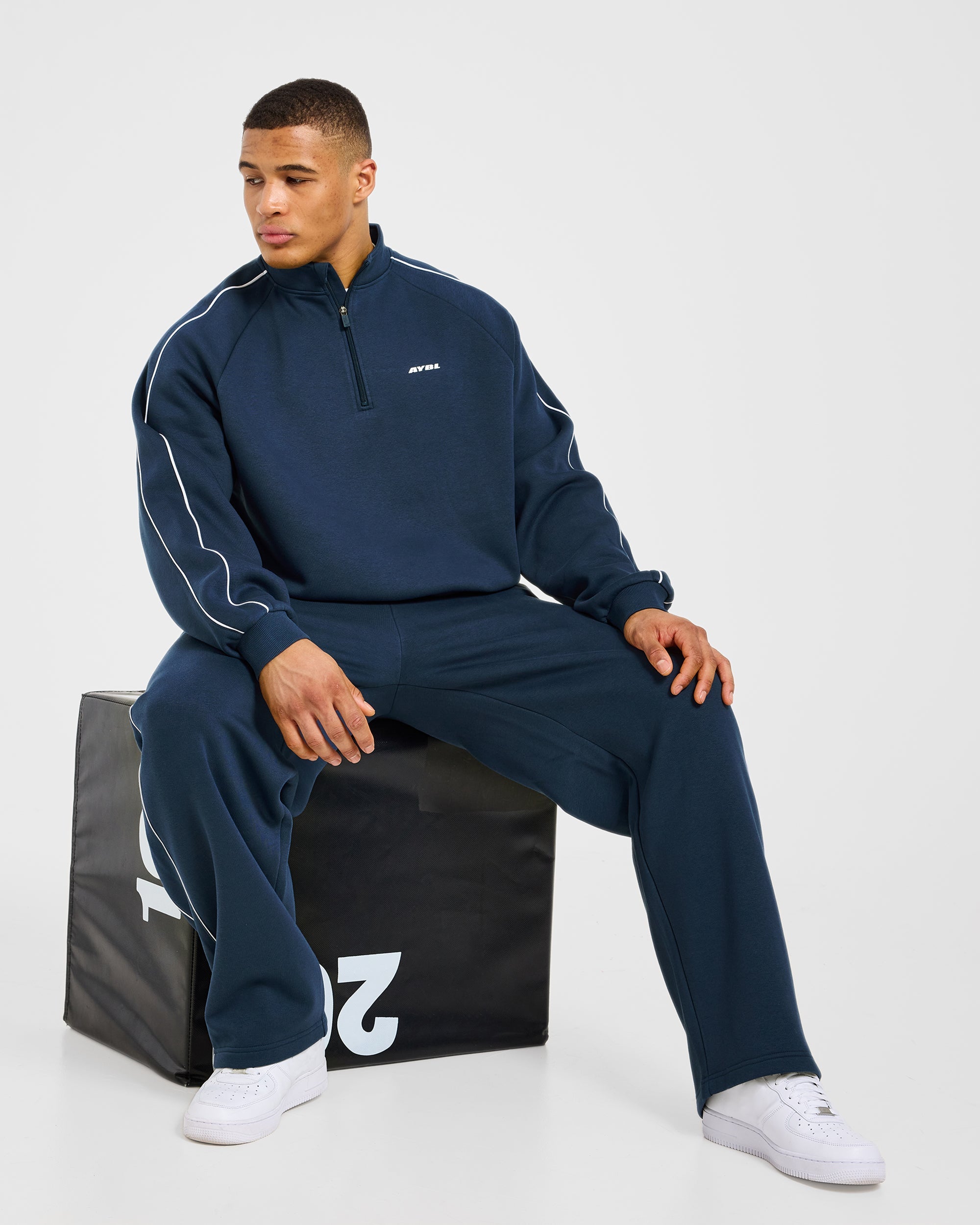 Restore Oversized 1/4 Zip Pullover - Navy Blue