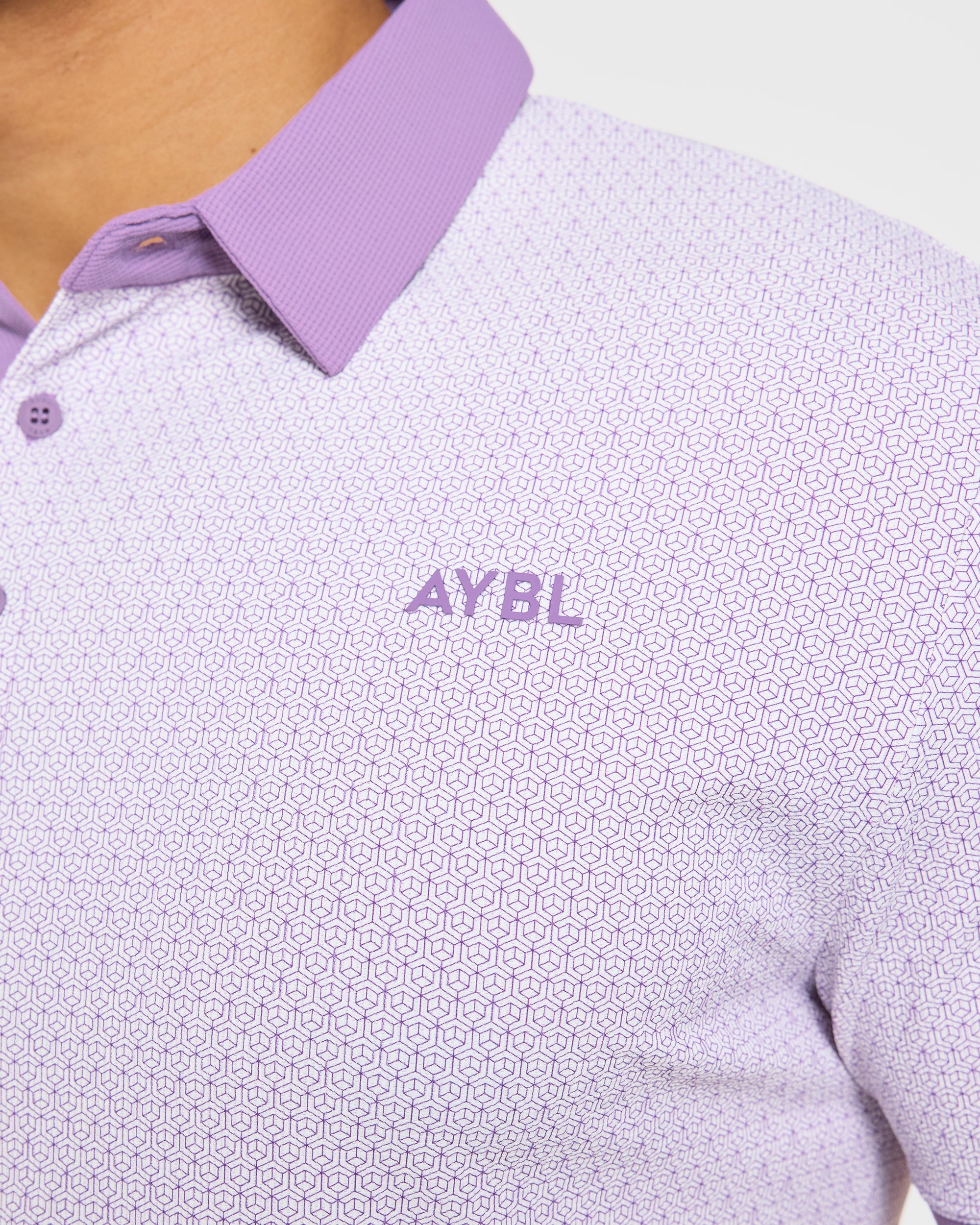 Precision Geometric Polo - Weiß/Flieder