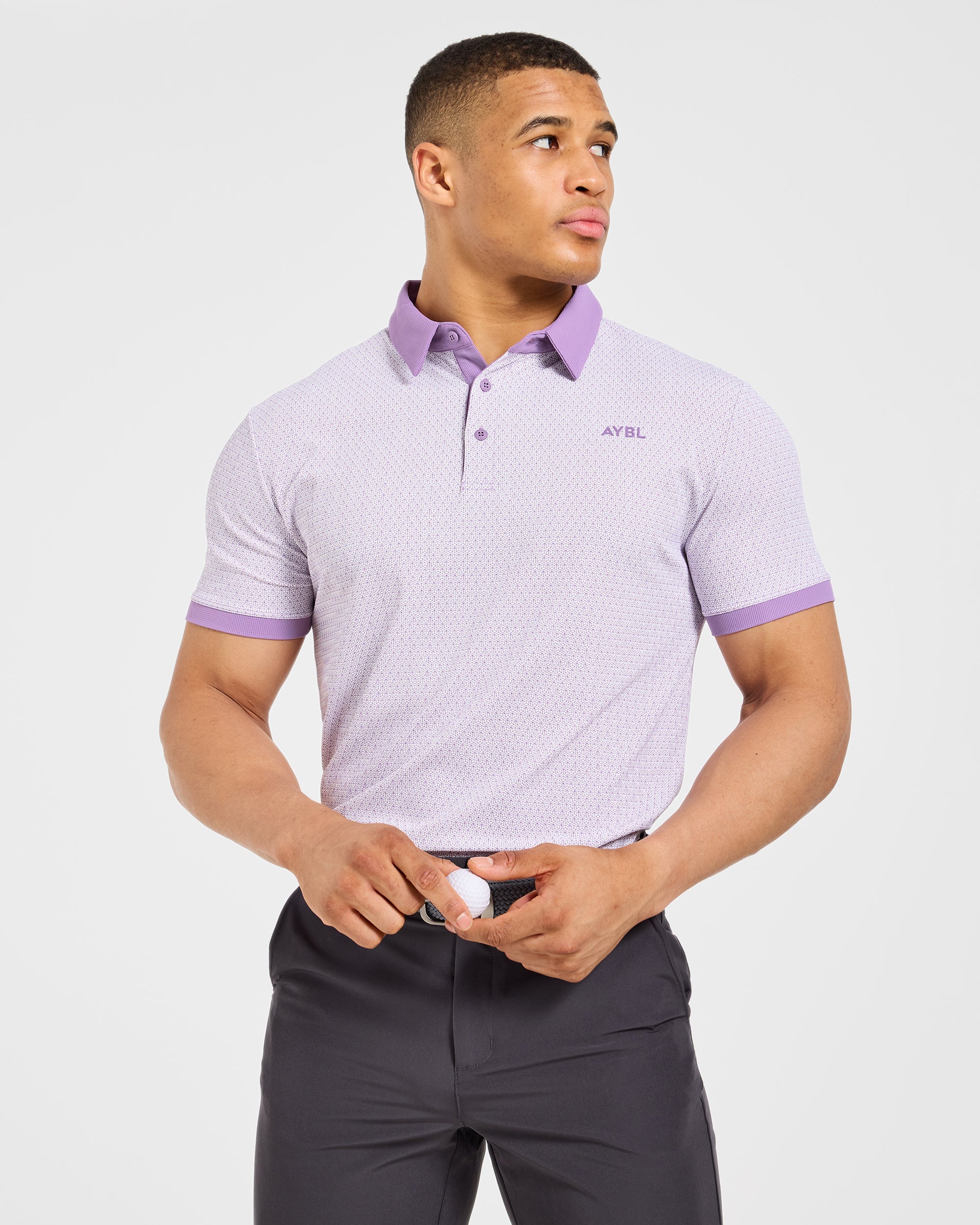 Precision Geometric Polo - Weiß/Flieder