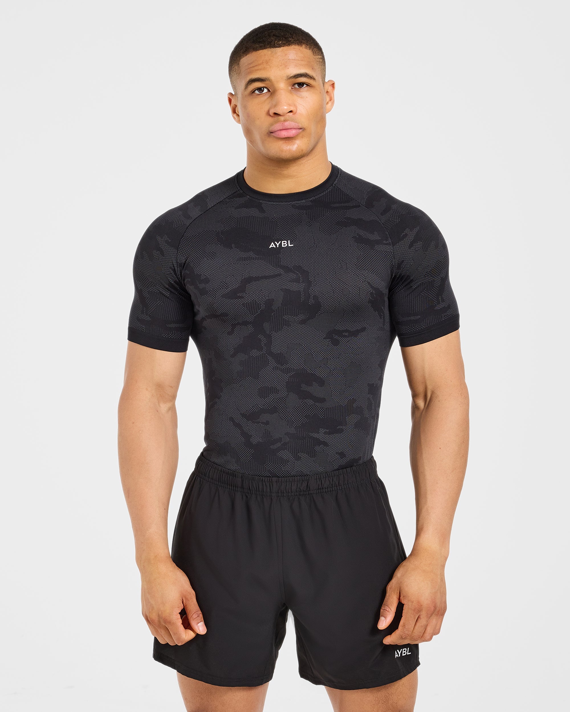 Camo Seamless T Shirt - Schwarz